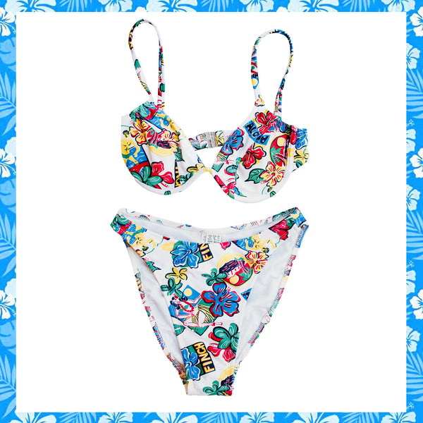 1990's FINCH Floral Bikini Set (S)