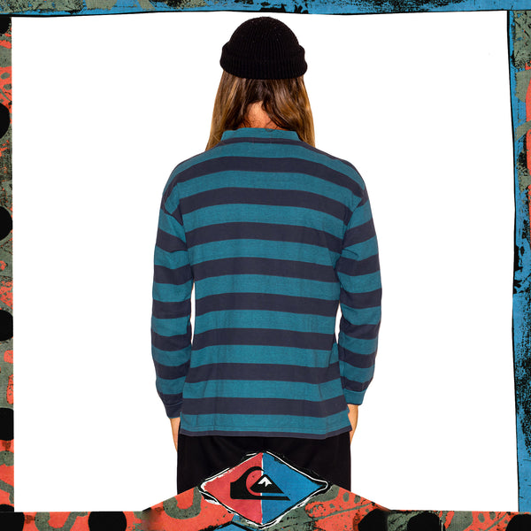 1980's Quiksilver Spellout Striped Long Sleeve Tee (L)