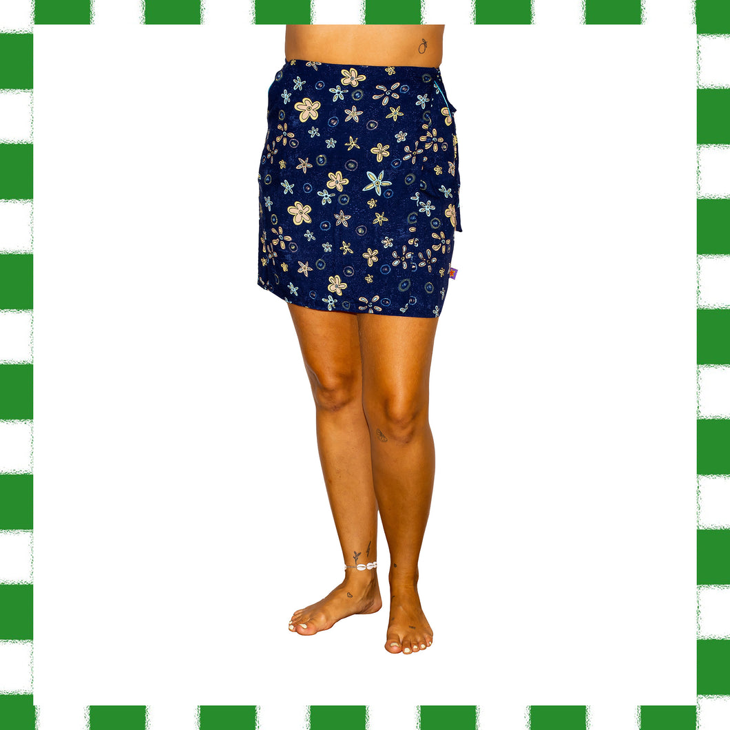 1990's Surfer Girl Floral Wrap Skirt (S)