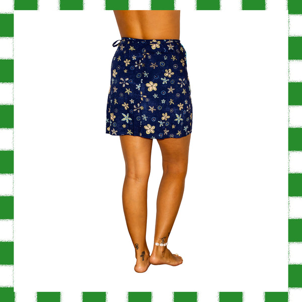 1990's Surfer Girl Floral Wrap Skirt (M)