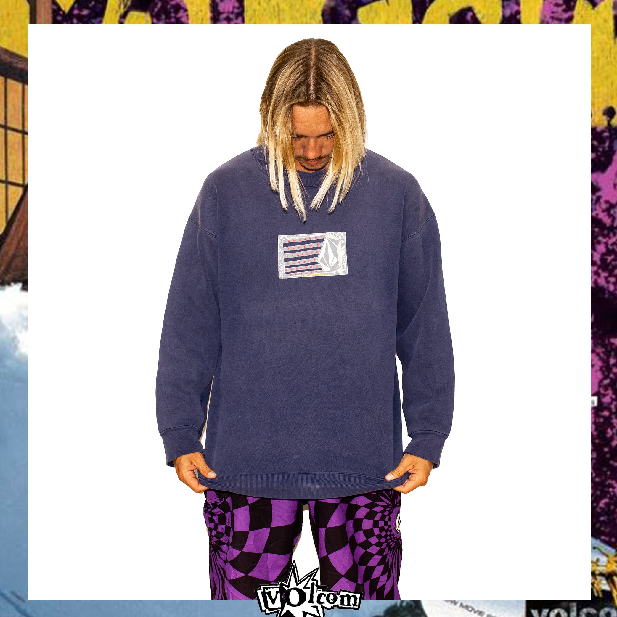 Y2K Volcom Stone Graphic Crewneck Sweatshirt (L)