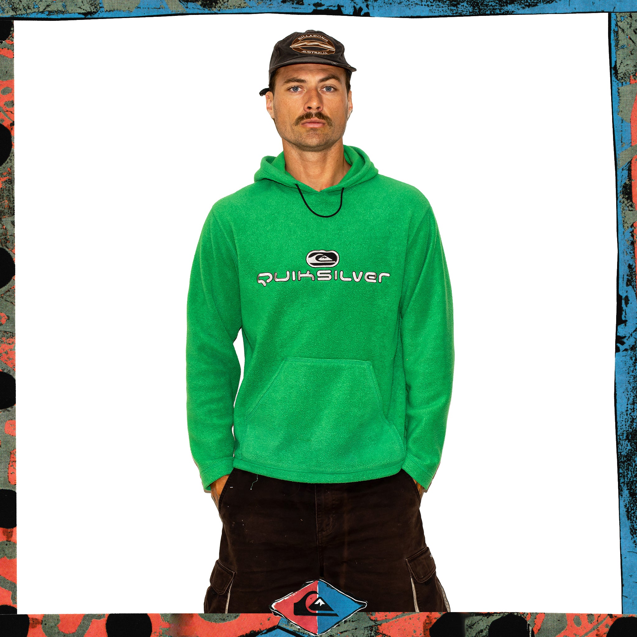 Y2K Quiksilver Fleece Spellout Hoodie (M)