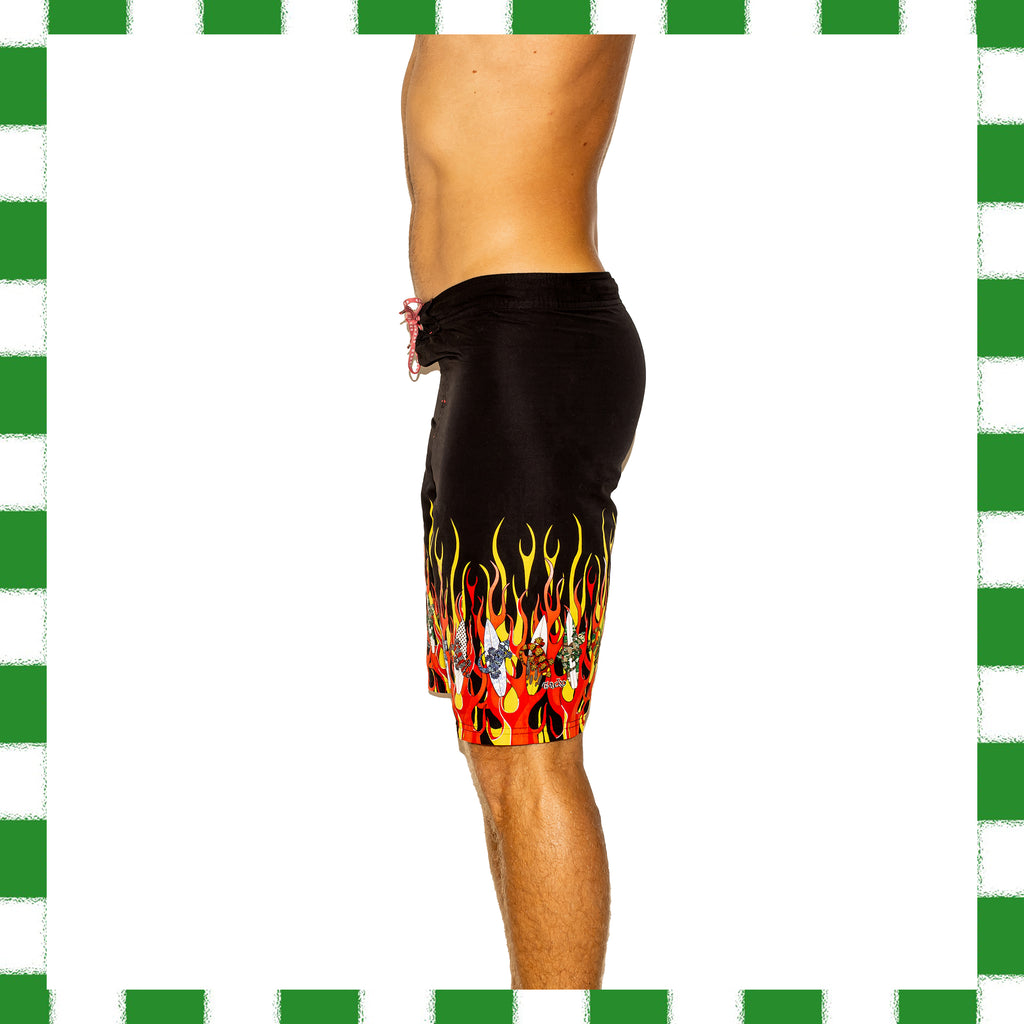 Y2K Gecko Hawaii Flame Boardies (32")