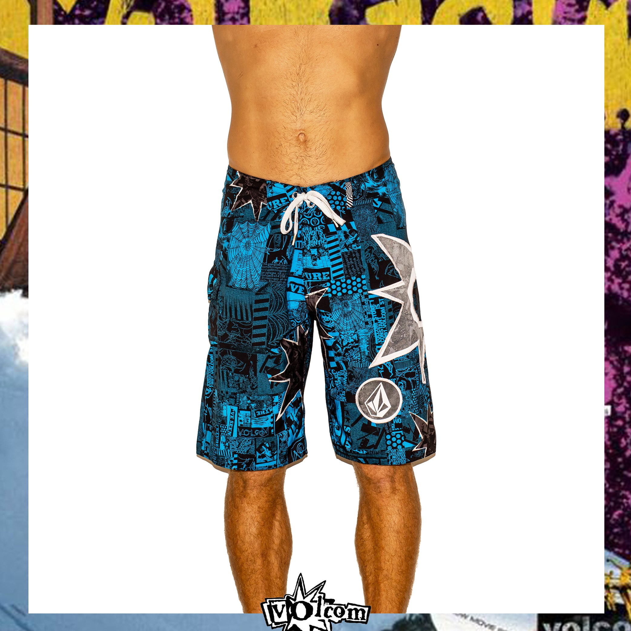 Y2K Volcom "Bruce Irons - Star Collage Signature Series" Boardies (32") *RARE*