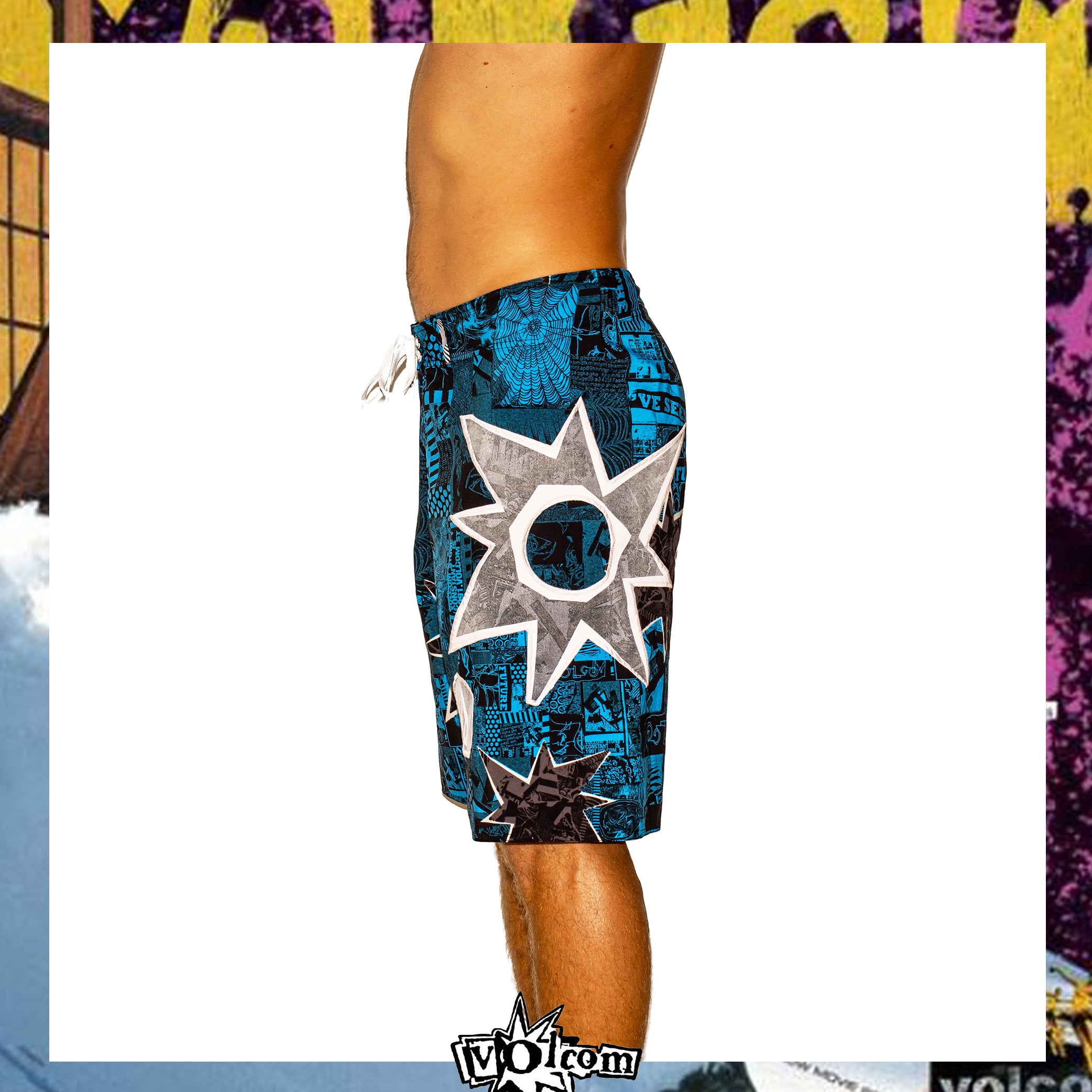 Y2K Volcom "Bruce Irons - Star Collage Signature Series" Boardies (32") *RARE*