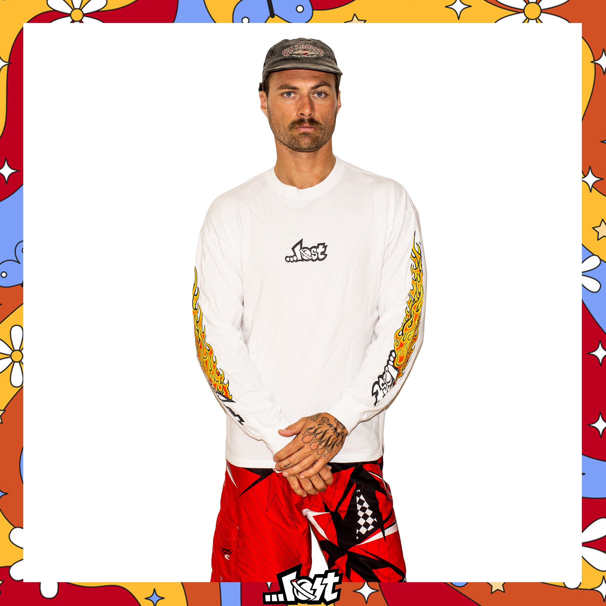 Y2K Lost Enterprises "Triple Hit" Flame L/S Tee (L)