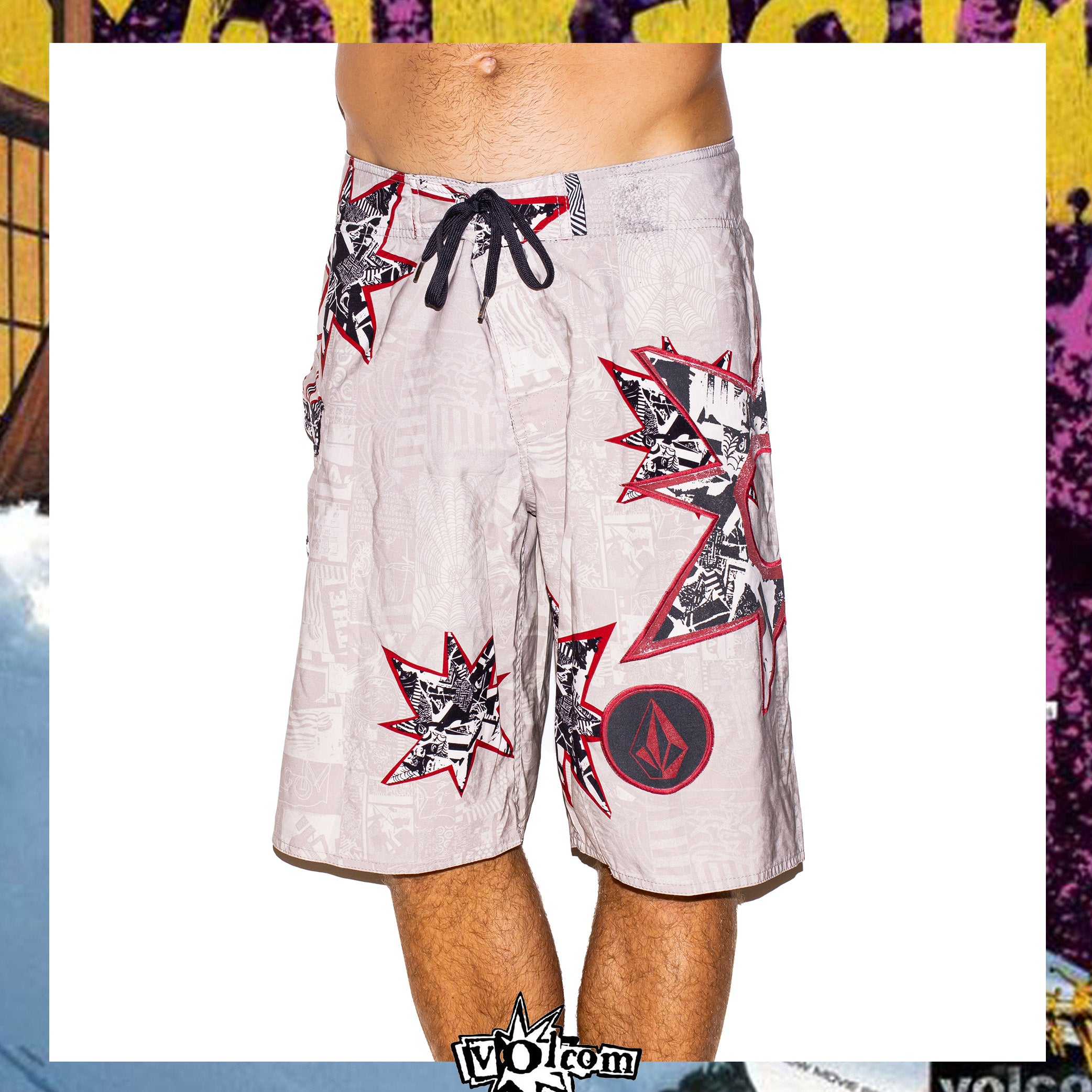Y2K Volcom "Bruce Irons - Star Collage Signature Series" Boardies (38")