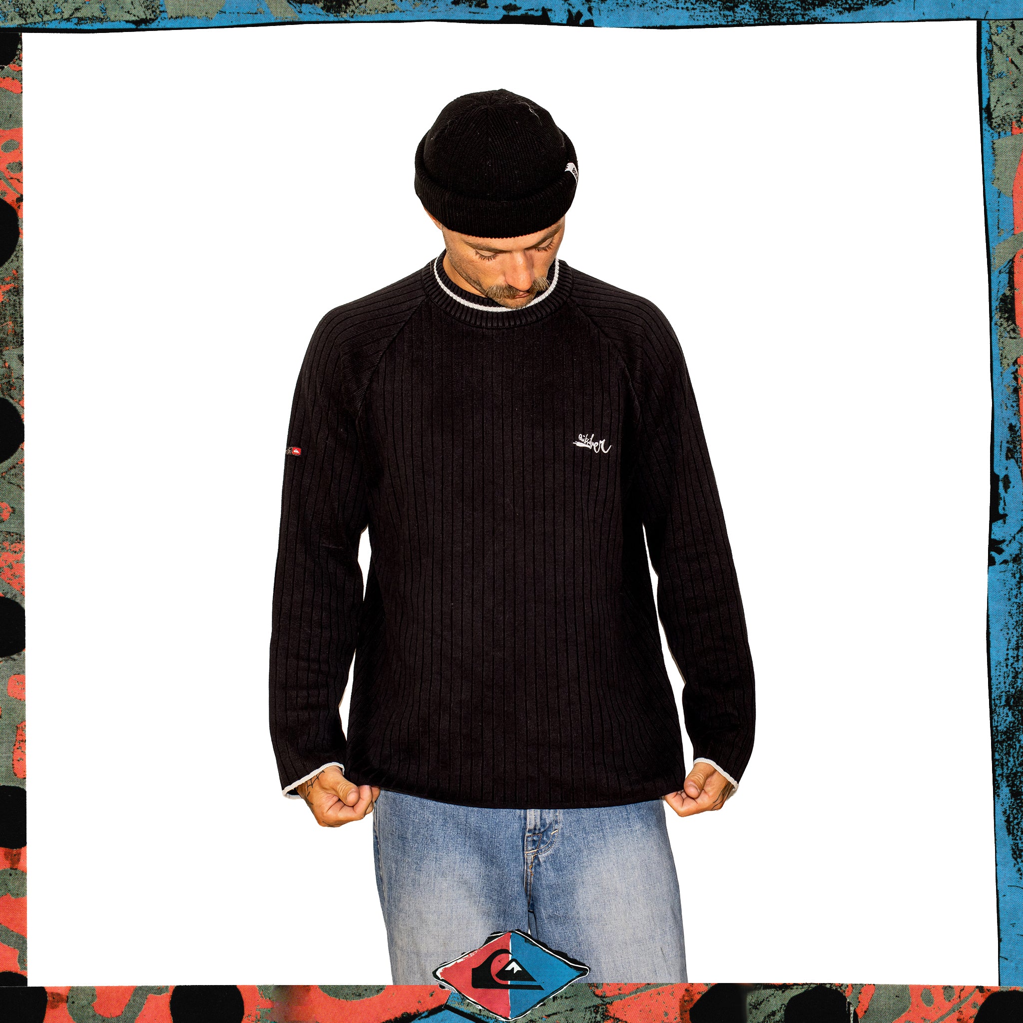 Y2K Quiksilver "Forseen" Script Knit (L)