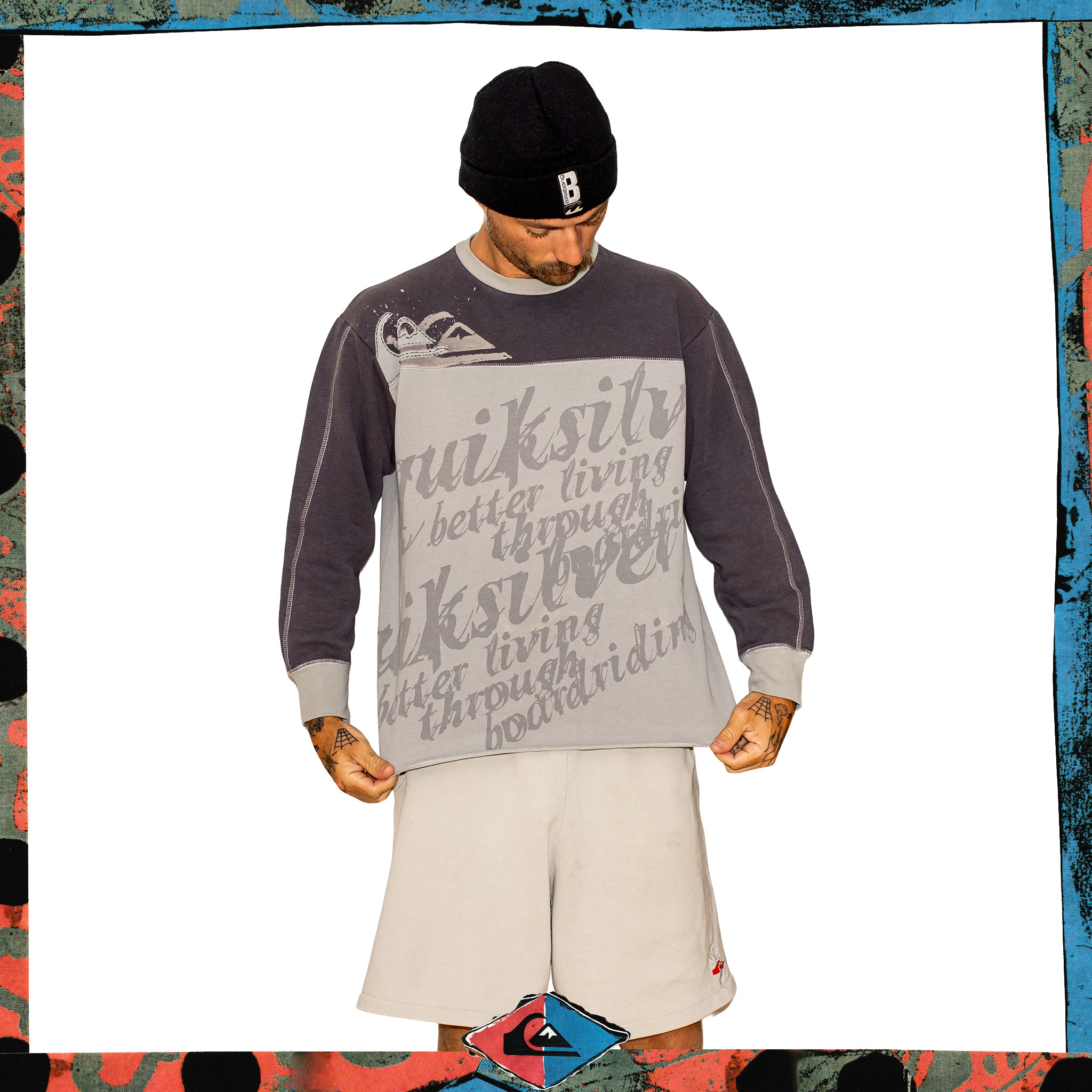 Y2K Quiksilver Script Crewneck Sweatshirt (M)