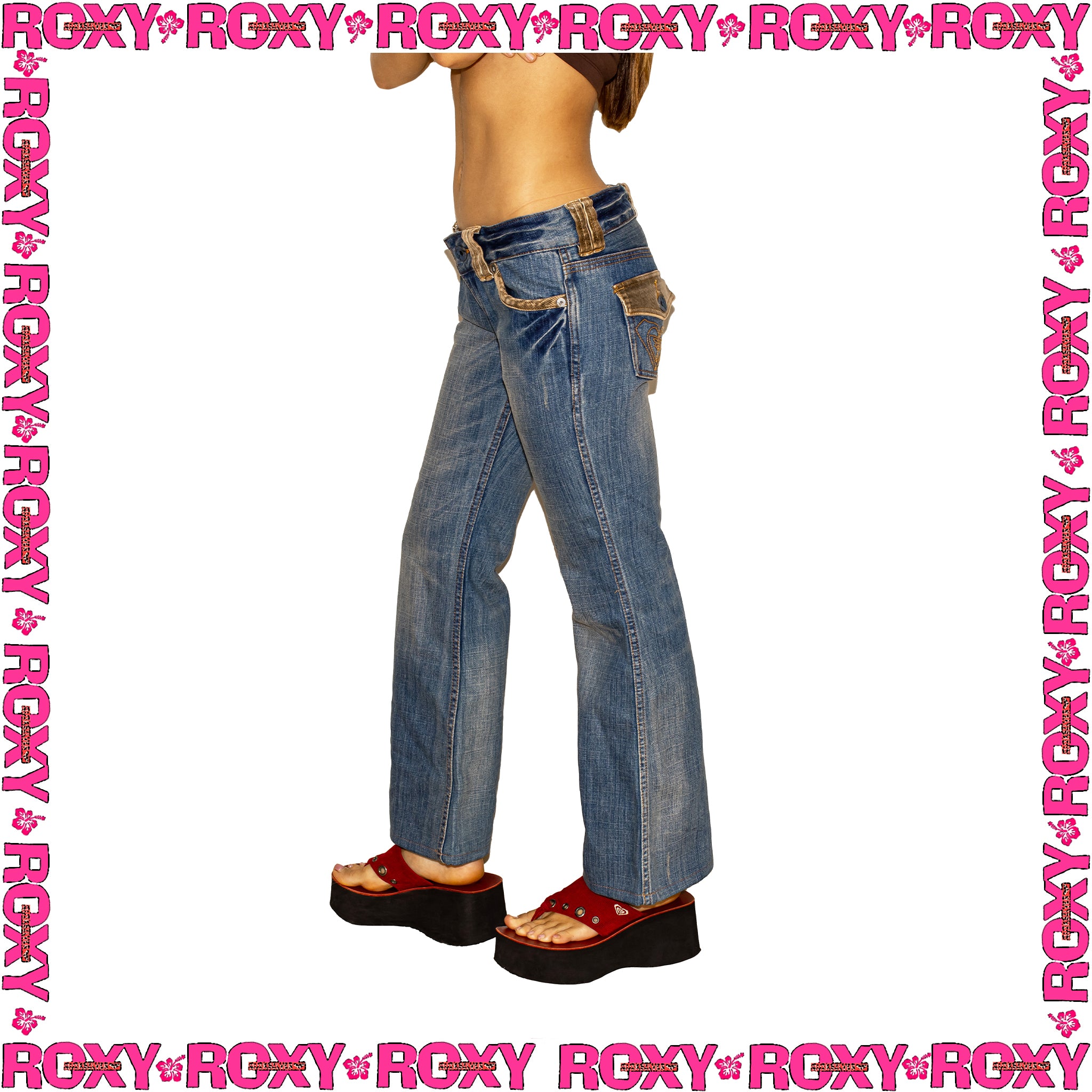 Y2K Roxy Low Rised Flared Denim Jeans (29")
