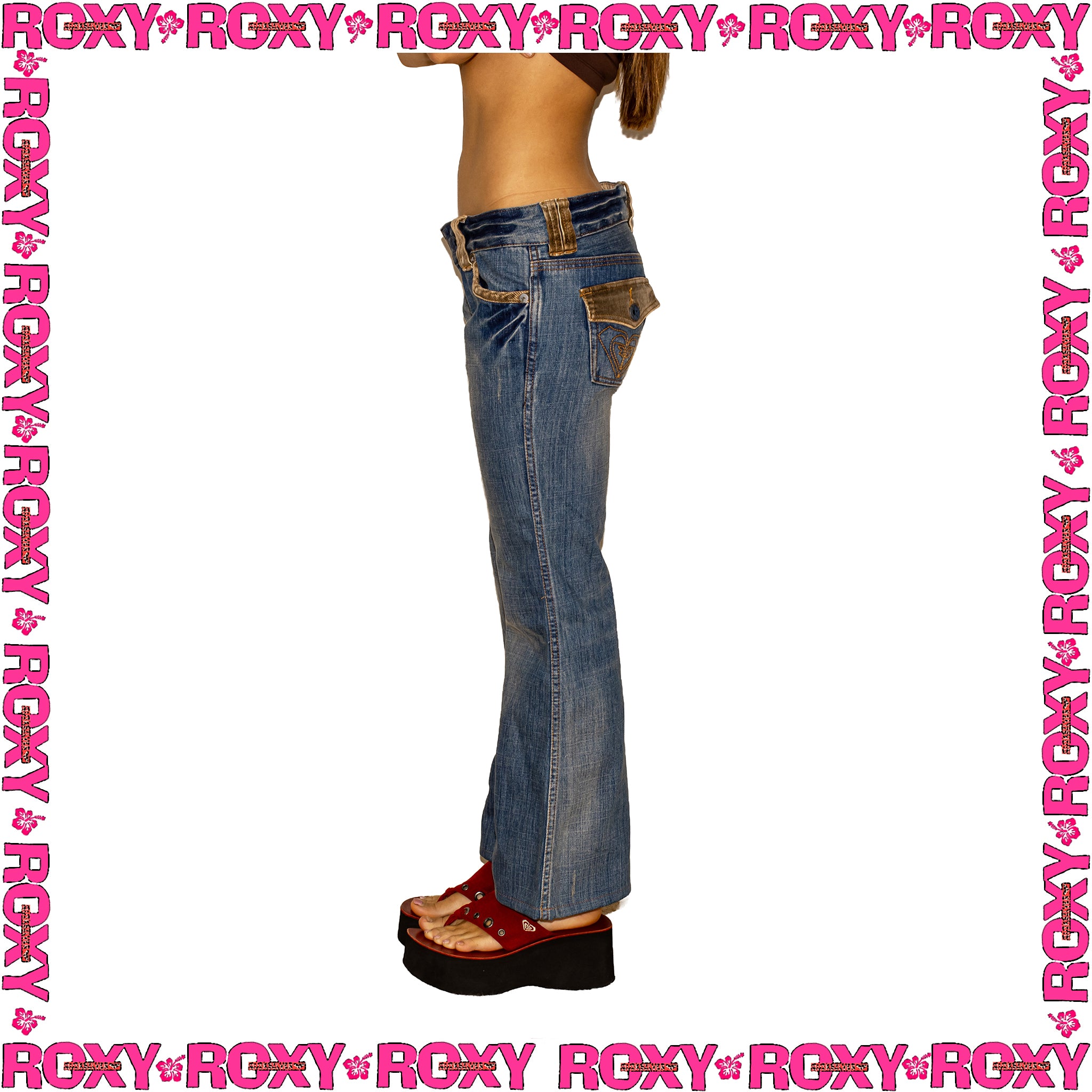 Y2K Roxy Low Rised Flared Denim Jeans (29")