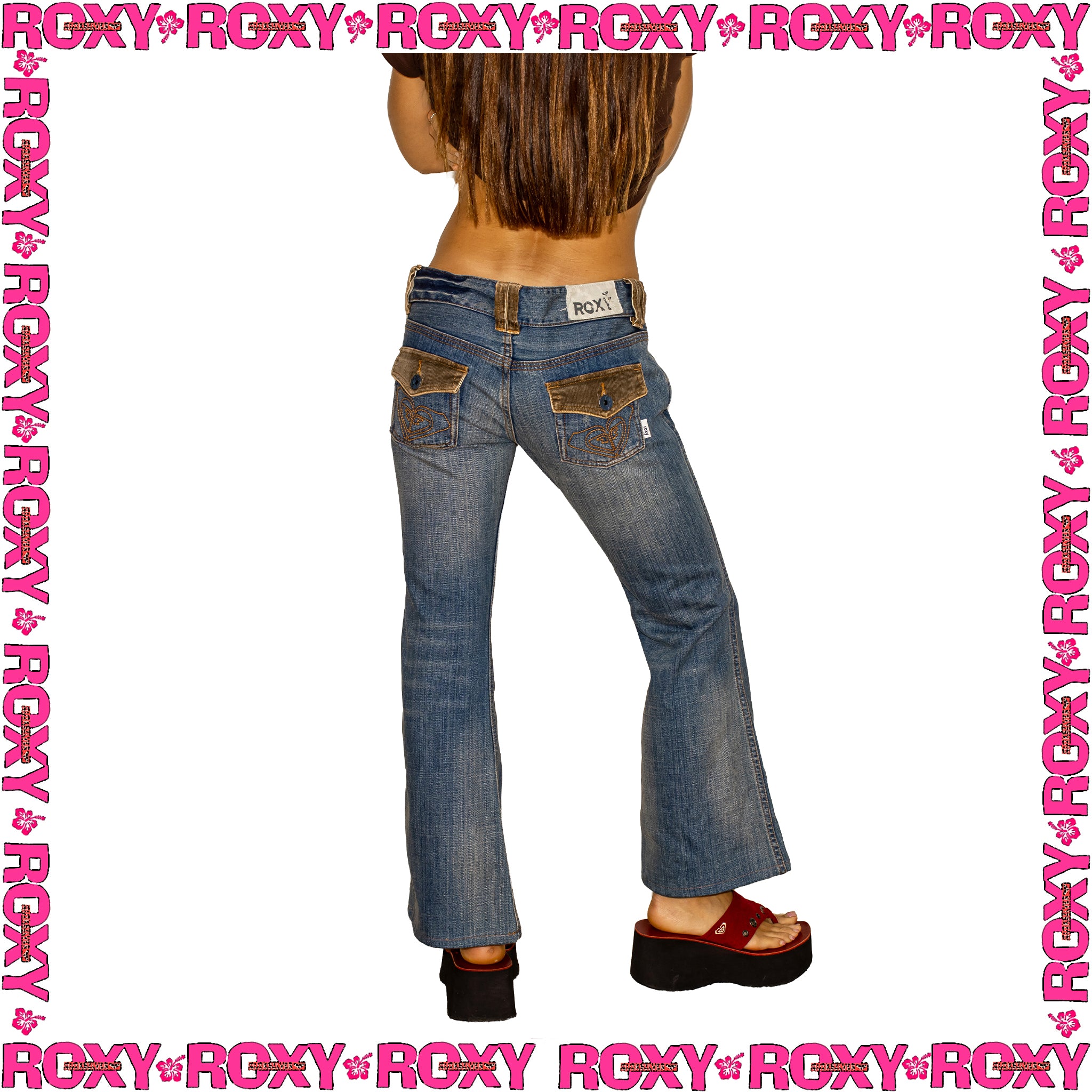 Y2K Roxy Low Rised Flared Denim Jeans (29")