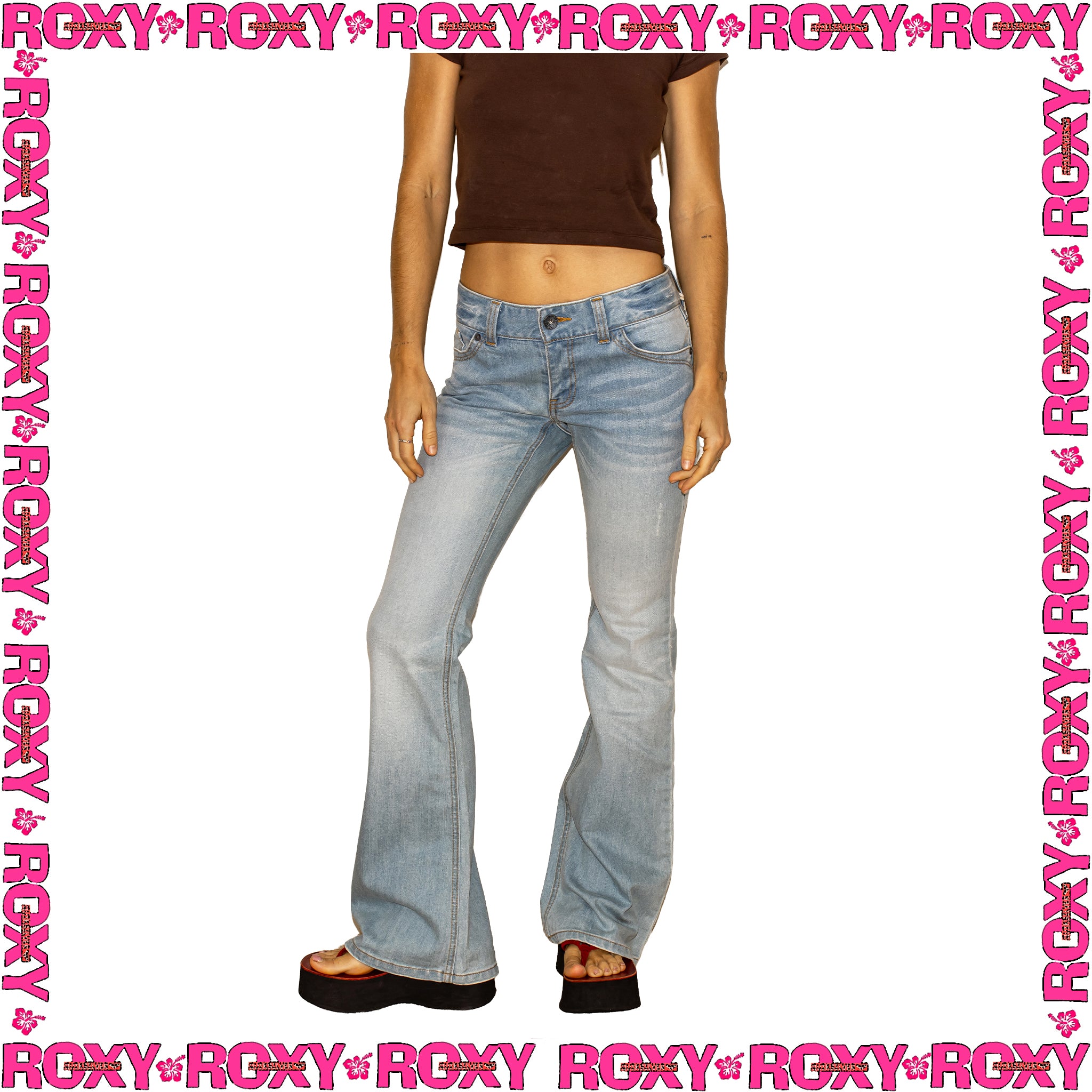 Y2K Roxy Low Rised Flared Denim Jeans (28")