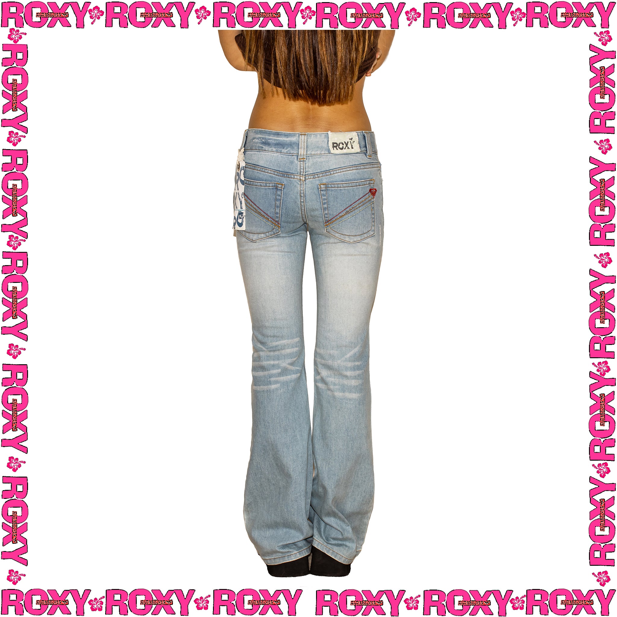 Y2K Roxy Low Rised Flared Denim Jeans (28")