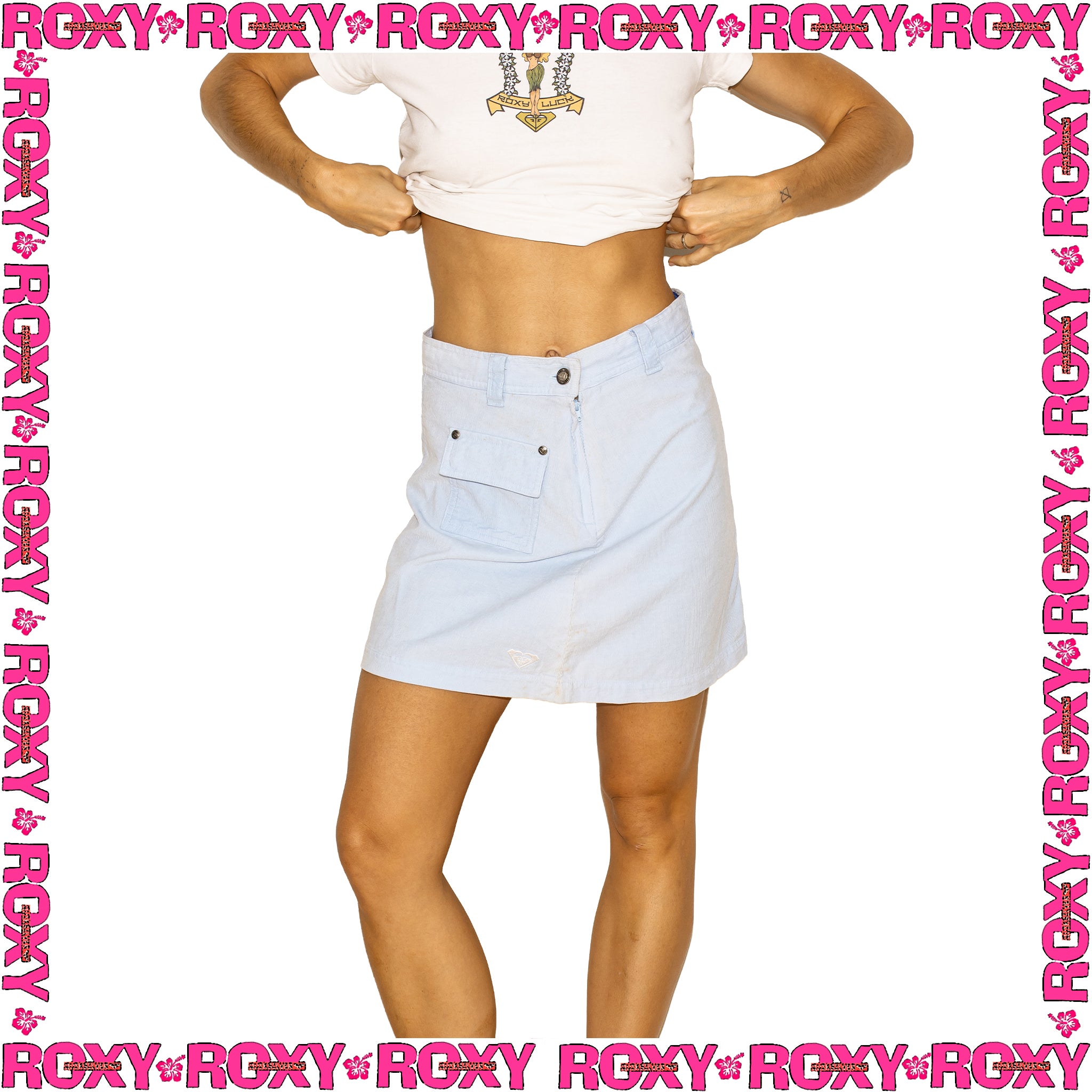 Y2K Roxy "Double Pocket" Corduroy Skirt (24")