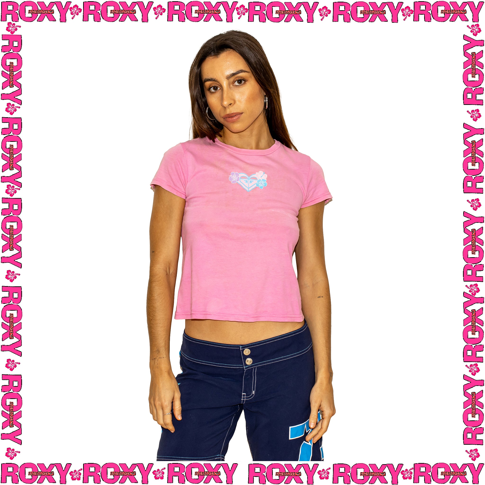 Y2K Roxy Graphic Baby Tee (M)