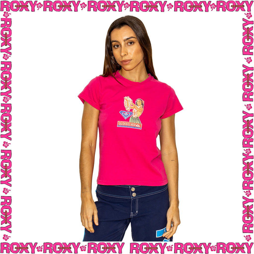 Y2K Roxy/Quiksilver Graphic Baby Tee (M)