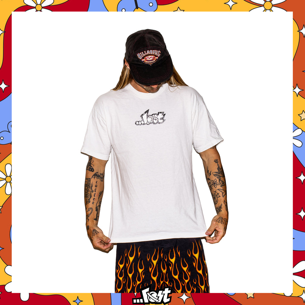Y2K Lost Enterprises Flame Spellout Tee (M-L)