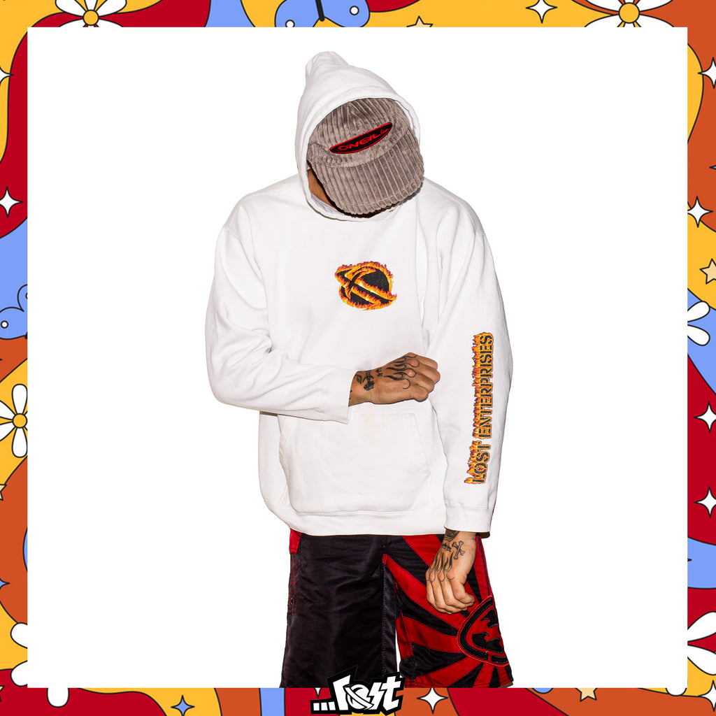 Y2K Lost Enterprises Flame Spellout Hoodie (M-L)