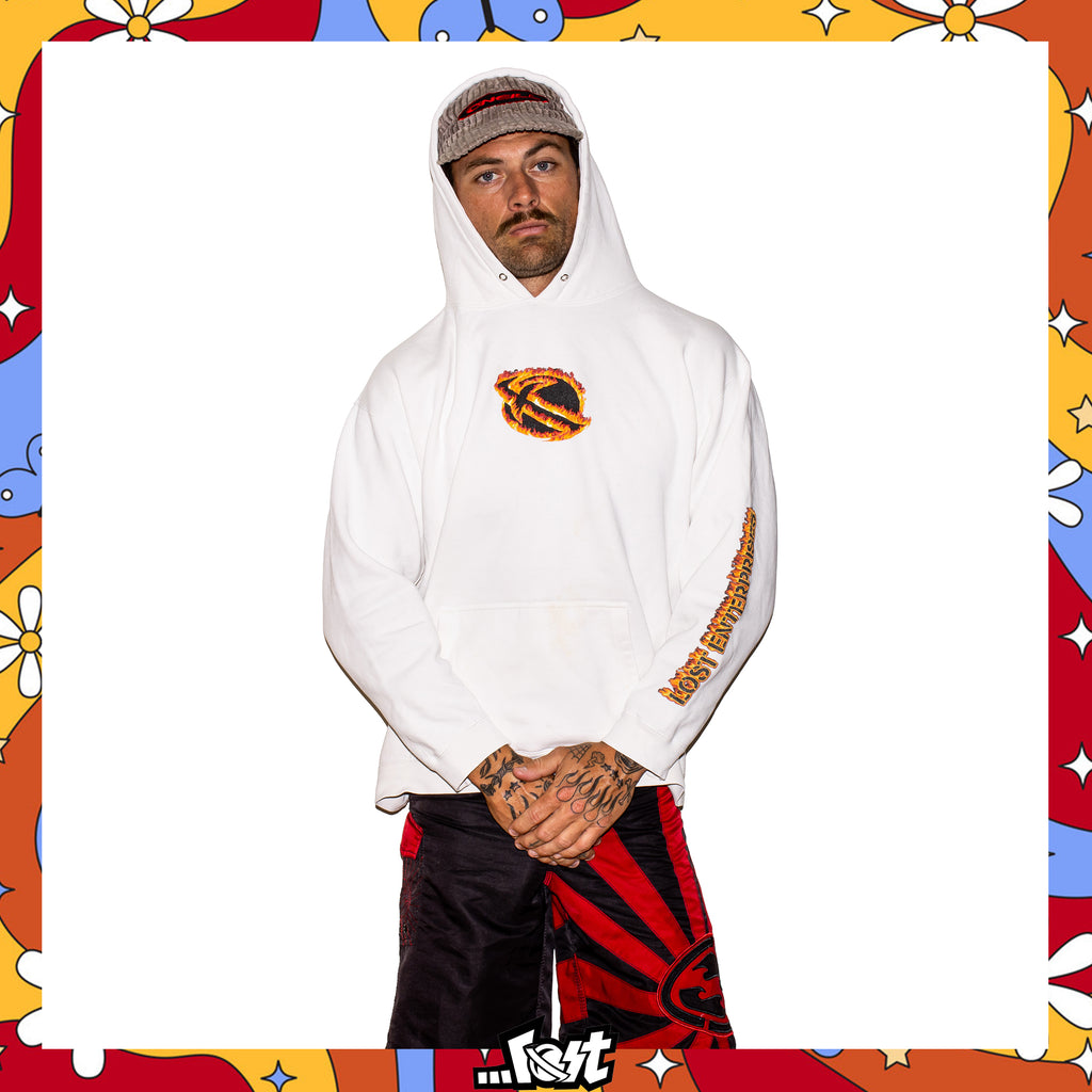 Y2K Lost Enterprises Flame Spellout Hoodie (M-L)