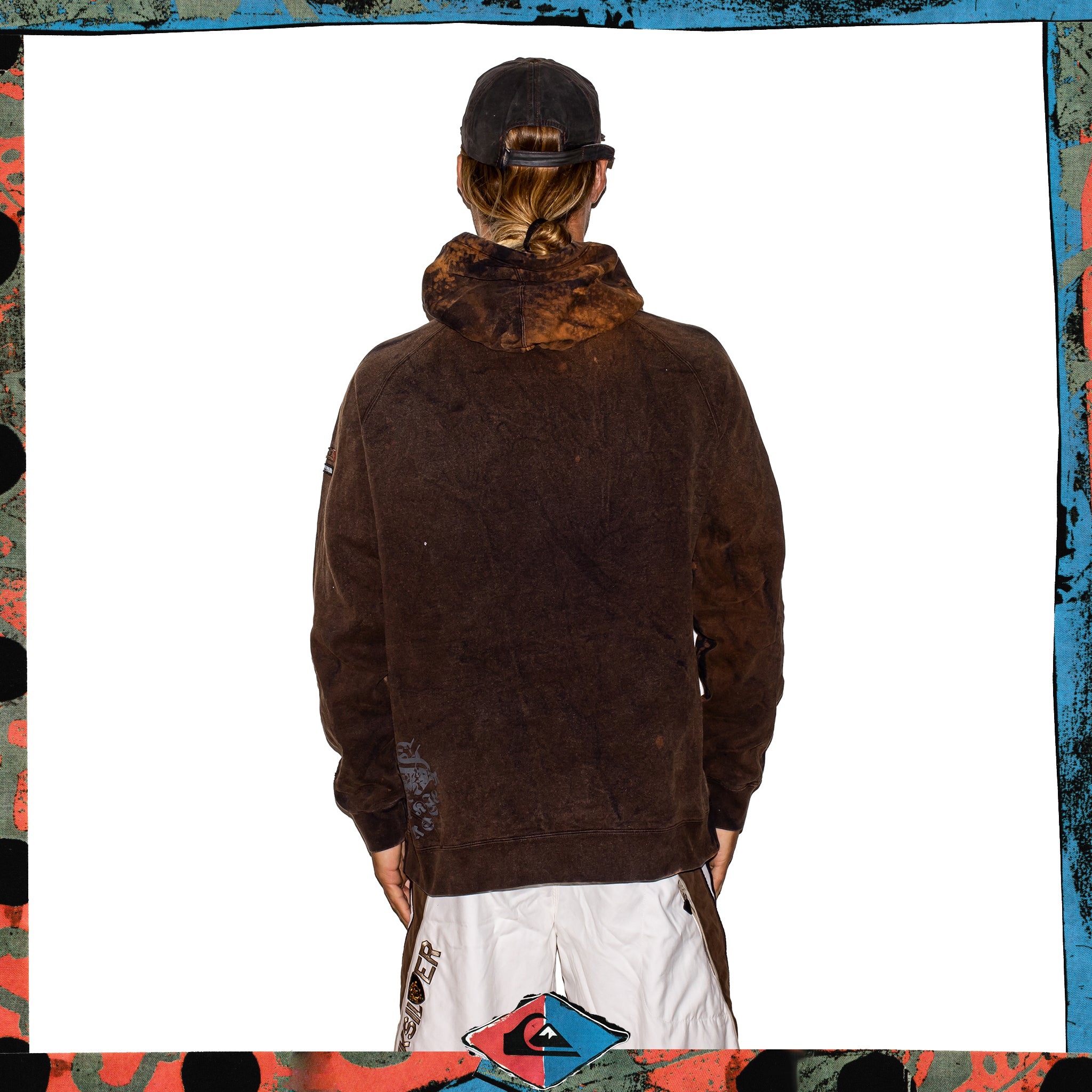 Y2K Quiksilver Acid Wash Spellout Hoodie (L)