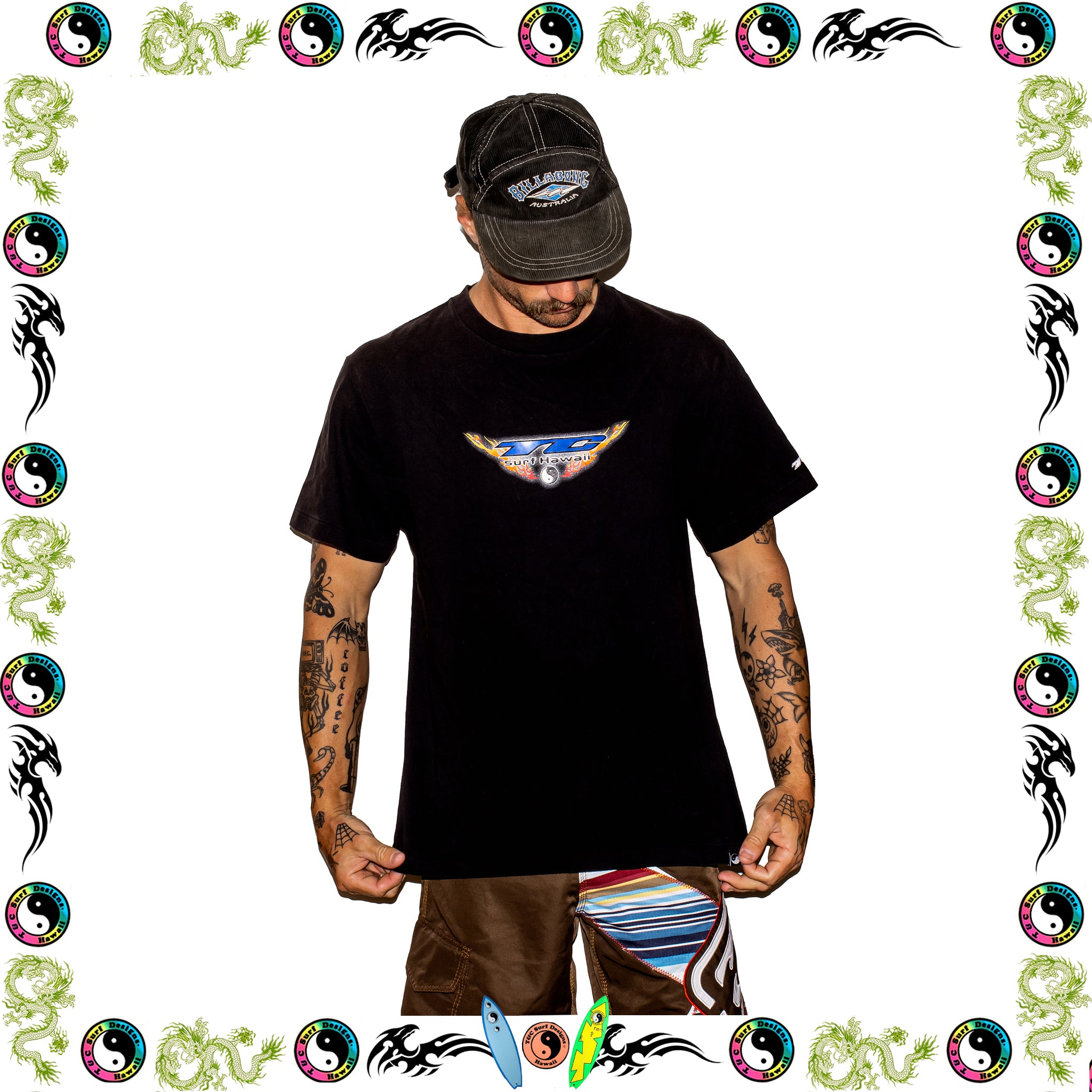 Y2K Town & Country Flame Graphic Tee (M)