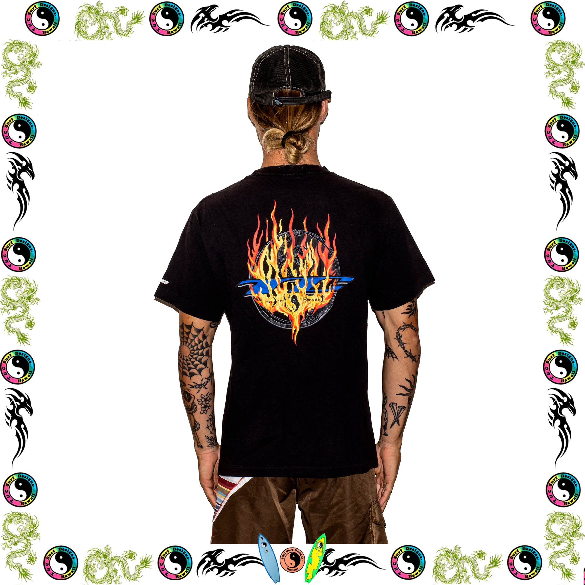 Y2K Town & Country Flame Graphic Tee (M)