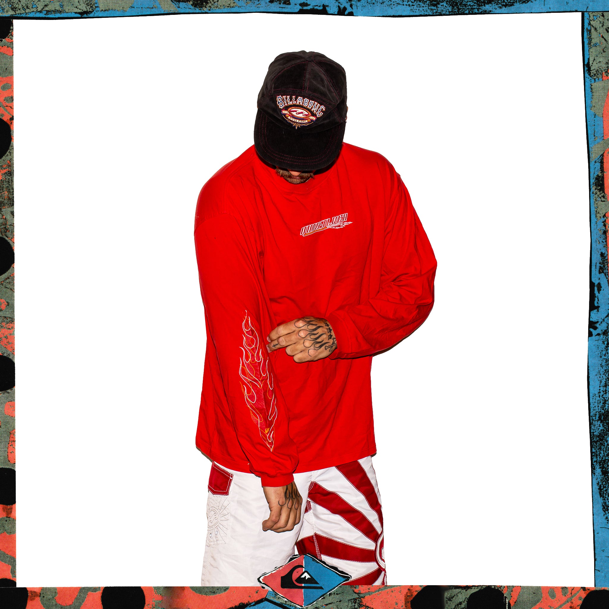 Y2K Quiksilver Flame L/S Tee (L)
