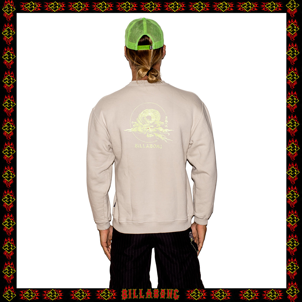 Y2K Billabong "Glow In The Dark" Dragon Crewneck Sweatshirt (M)
