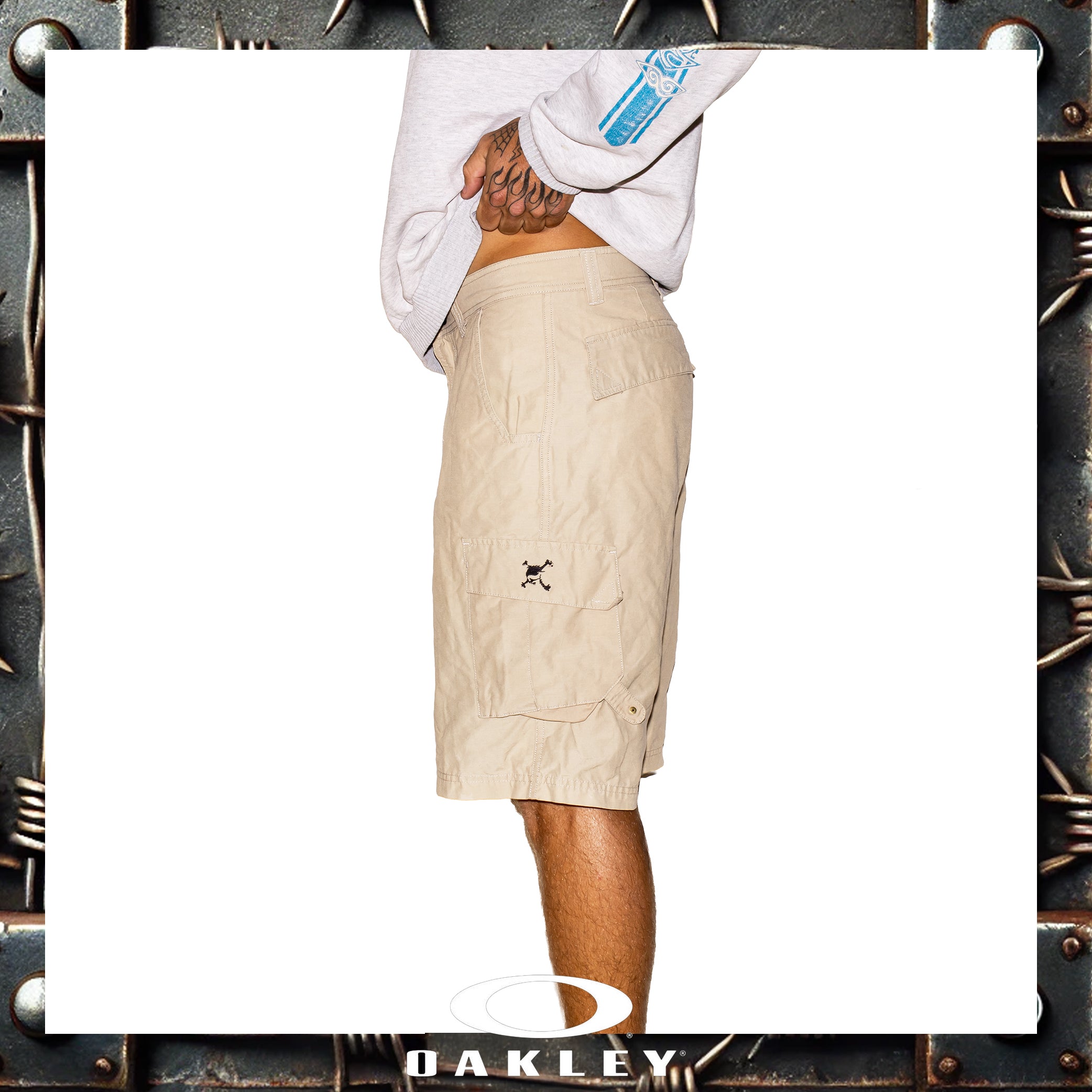 Y2K Oakley "Red Tag" Skull Cargo Shorts (30")
