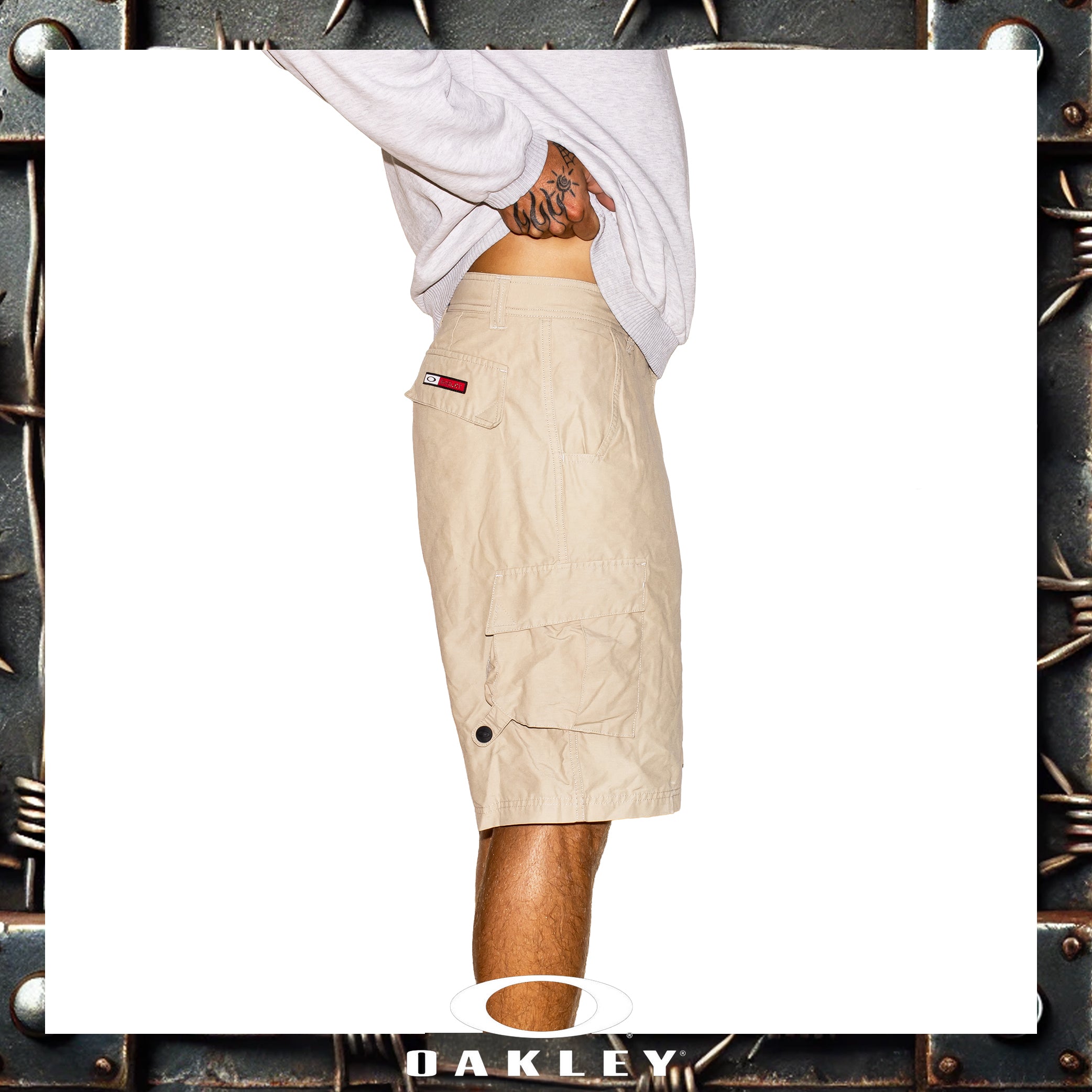 Y2K Oakley "Red Tag" Skull Cargo Shorts (30")