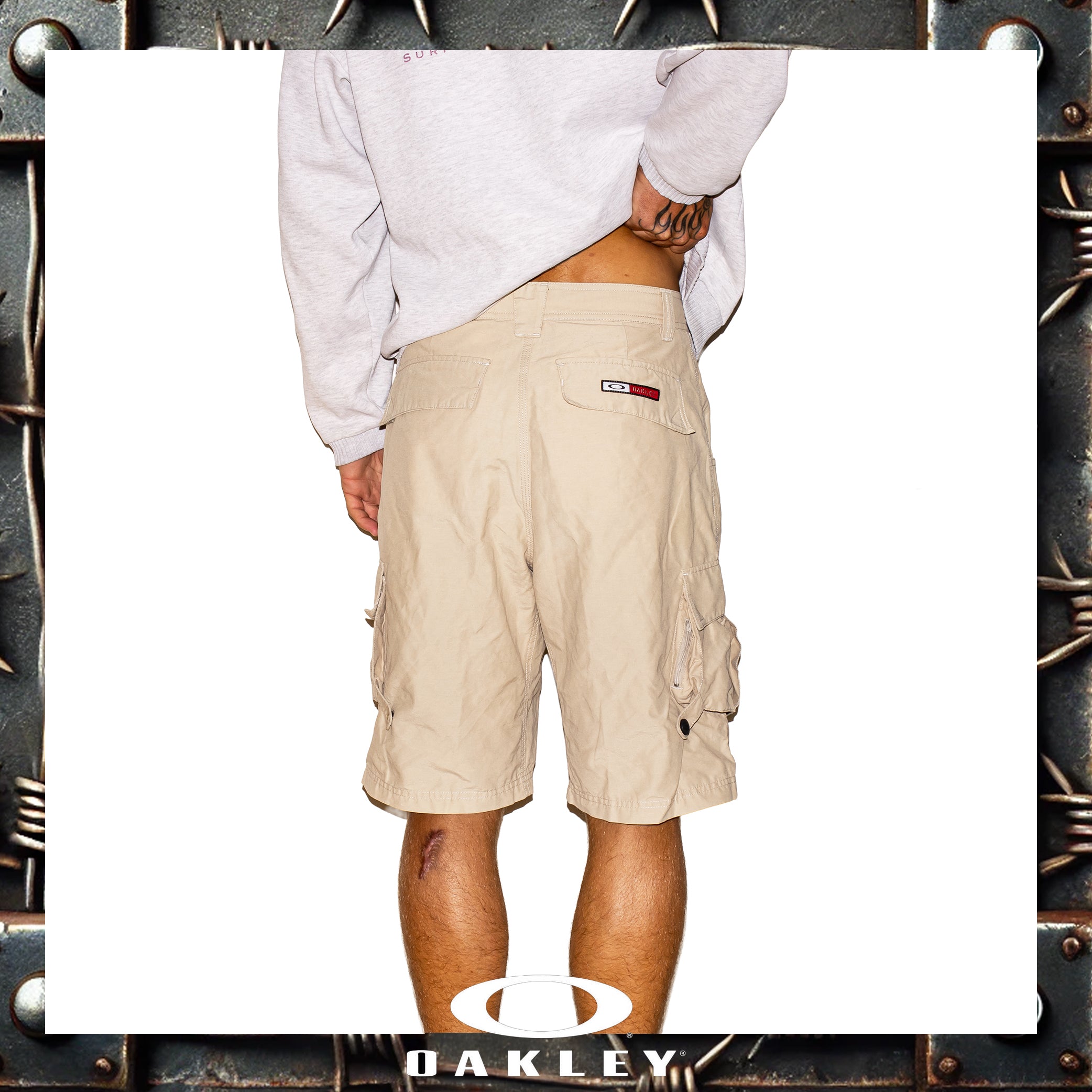 Y2K Oakley "Red Tag" Skull Cargo Shorts (30")
