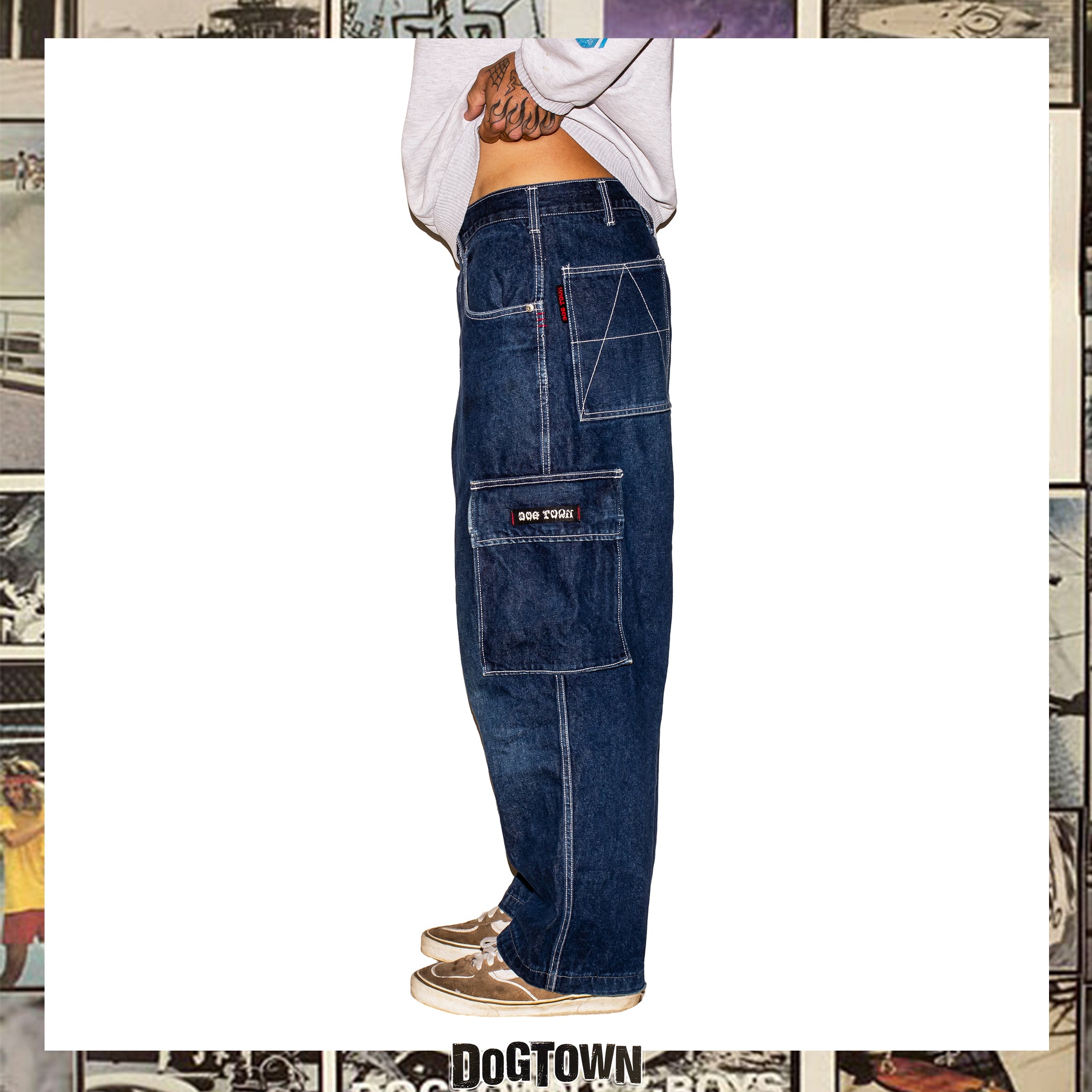 1990's Dog Town Black Dragon Denim Baggy Jeans (30") *RARE*