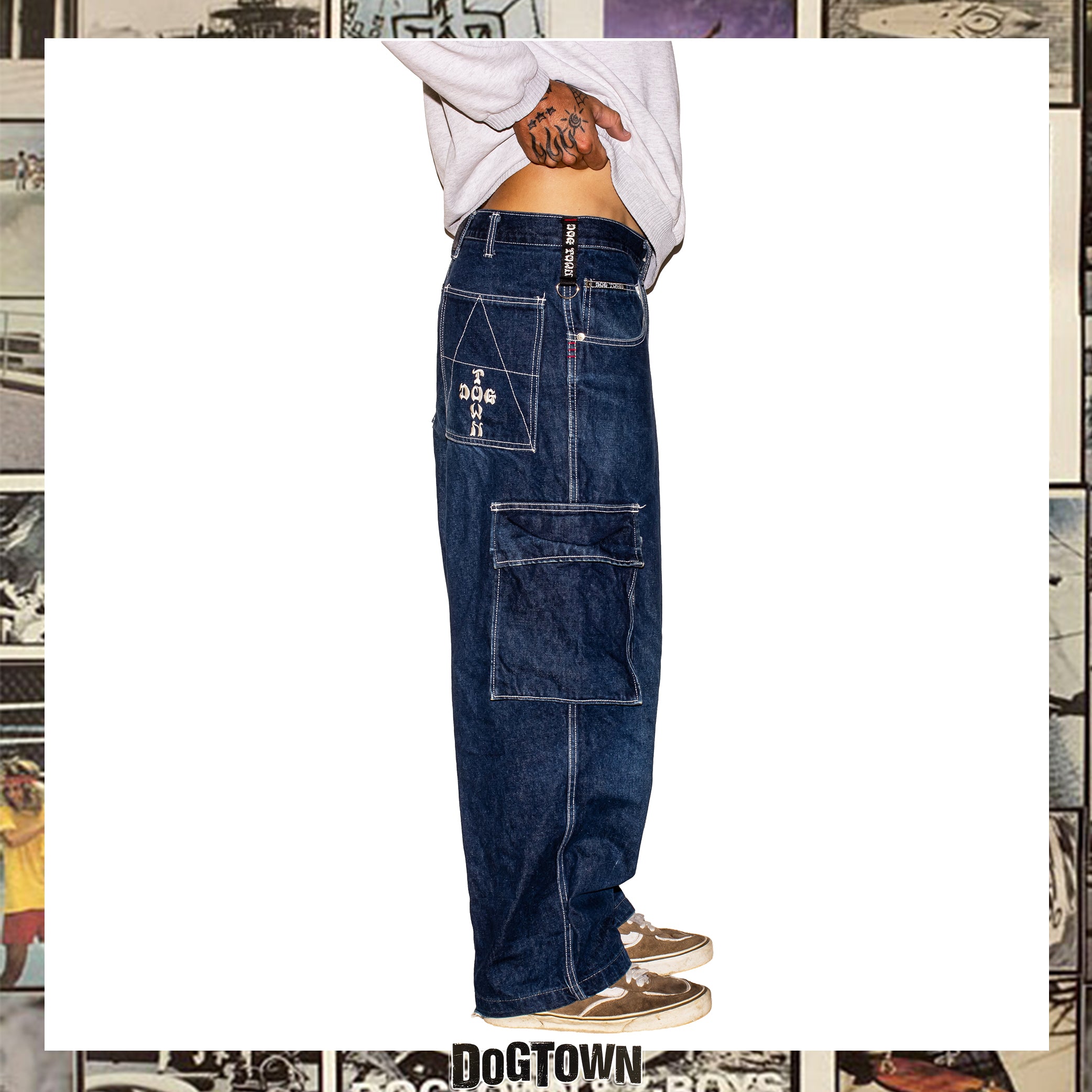 1990's Dog Town Black Dragon Denim Baggy Jeans (30") *RARE*