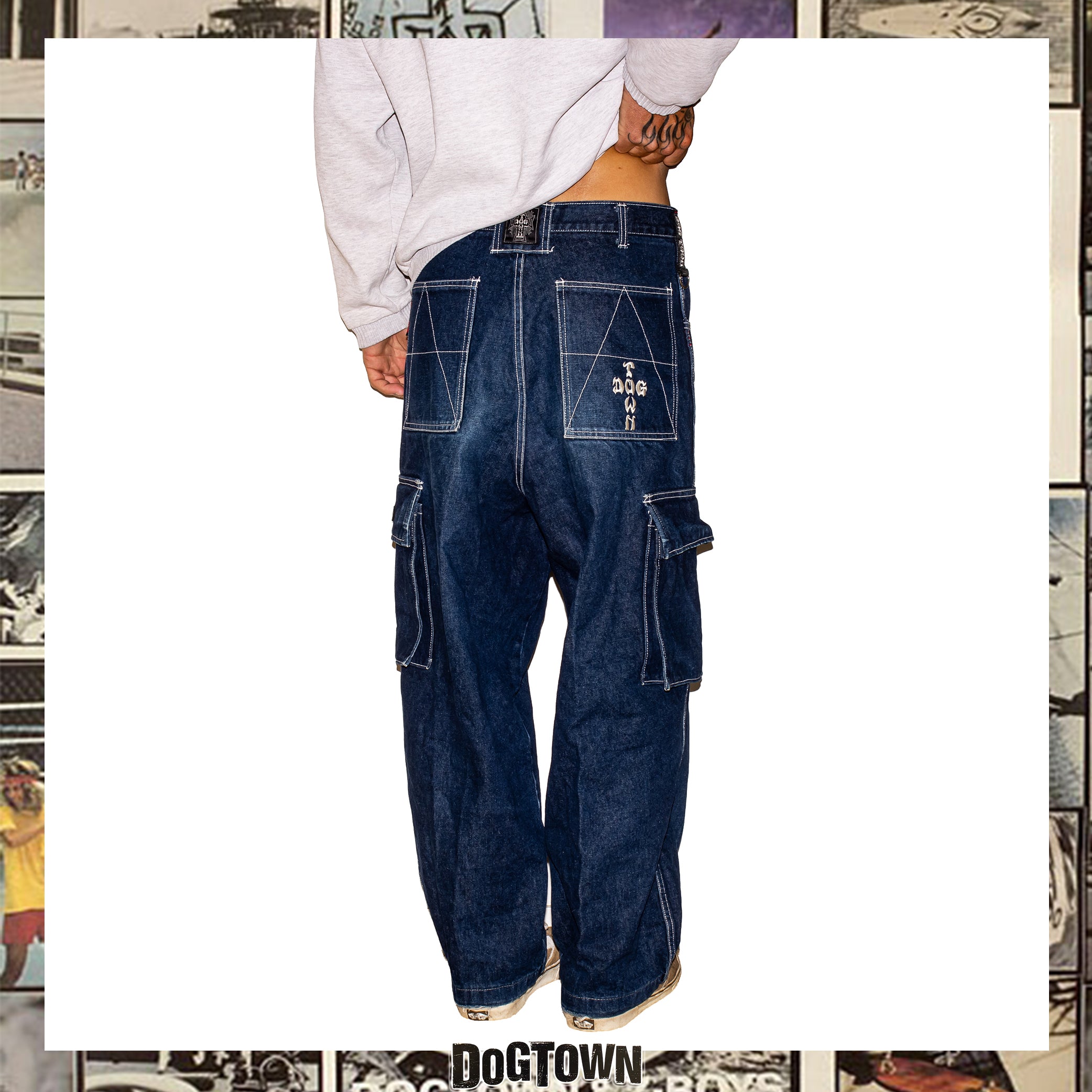 1990's Dog Town Black Dragon Denim Baggy Jeans (30") *RARE*