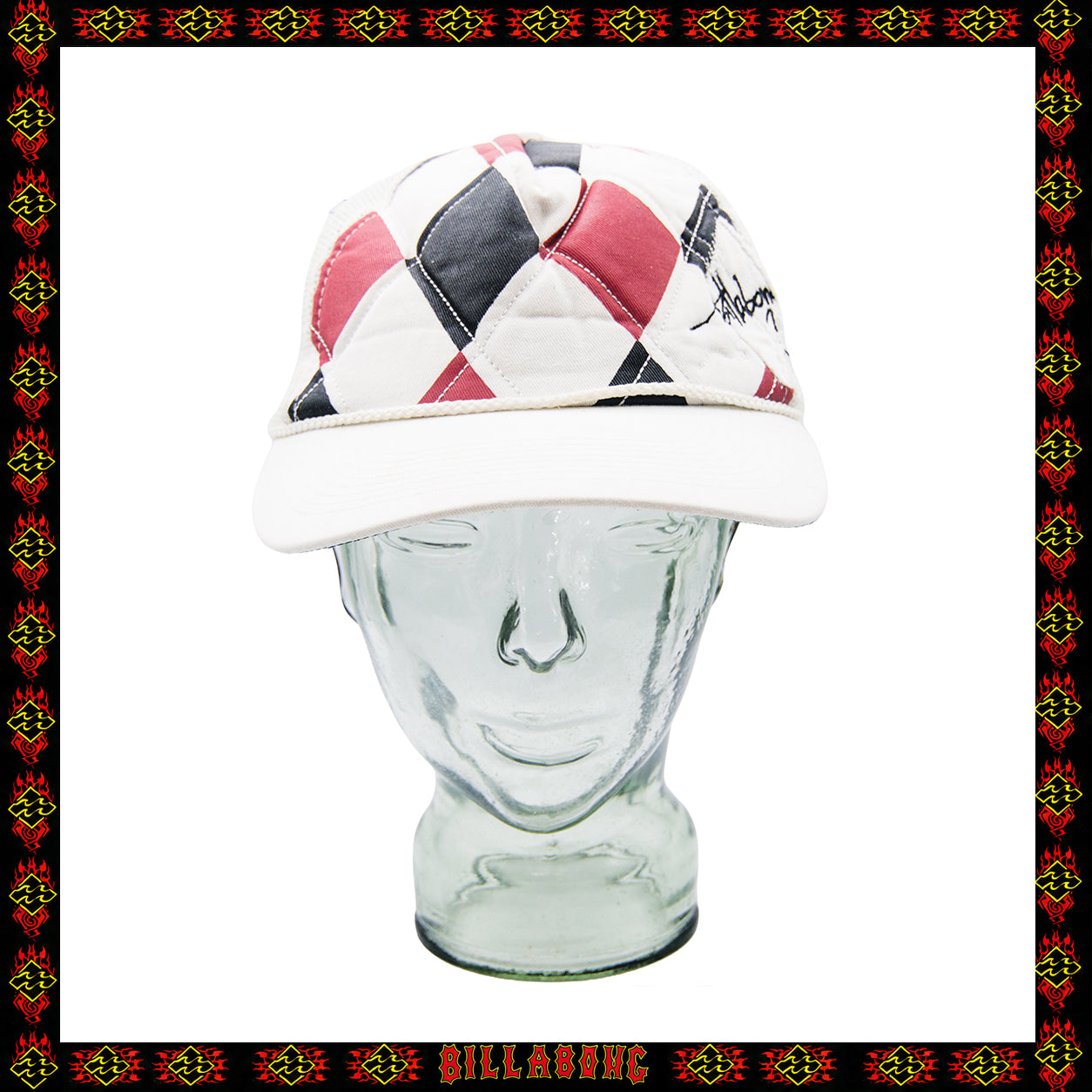 Y2K Billabong "Andy Irons - Argyle" Mesh Snapback Hat