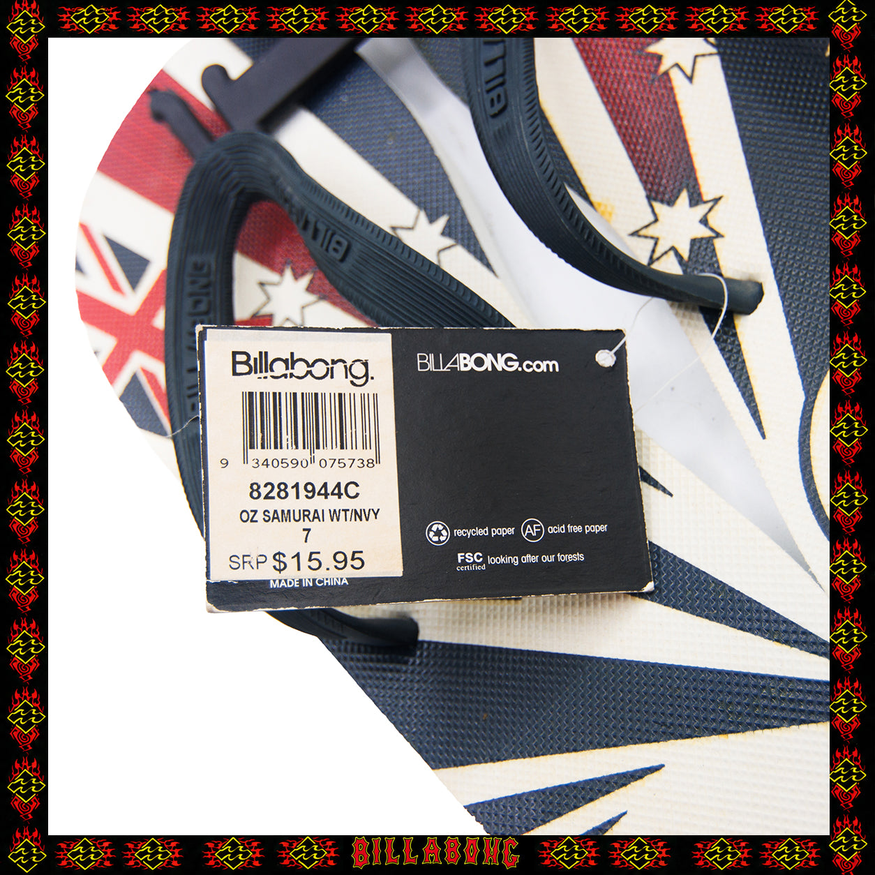 Y2K Billabong "Samurai Pride" Thongs (US7) *DEADSTOCK*