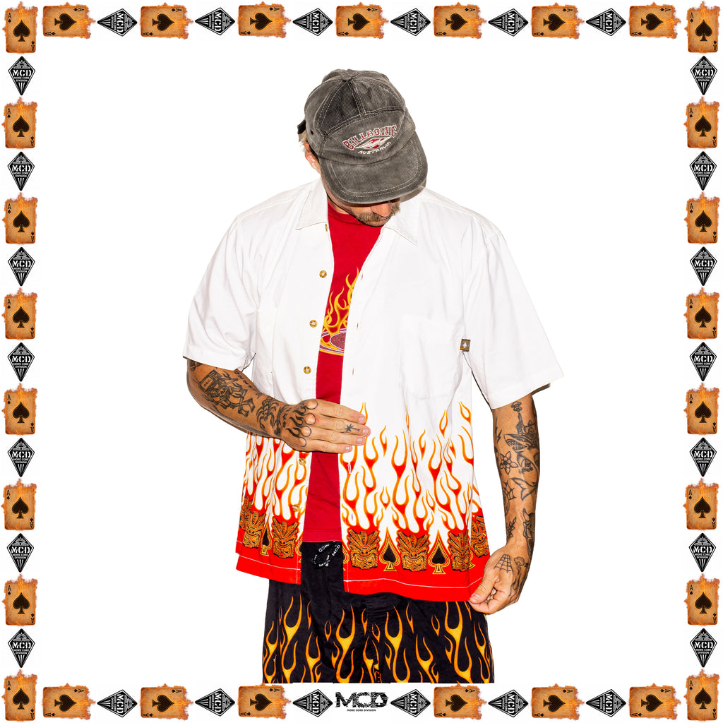 Y2K More Core Division Tiki Flame Overshirt (L)