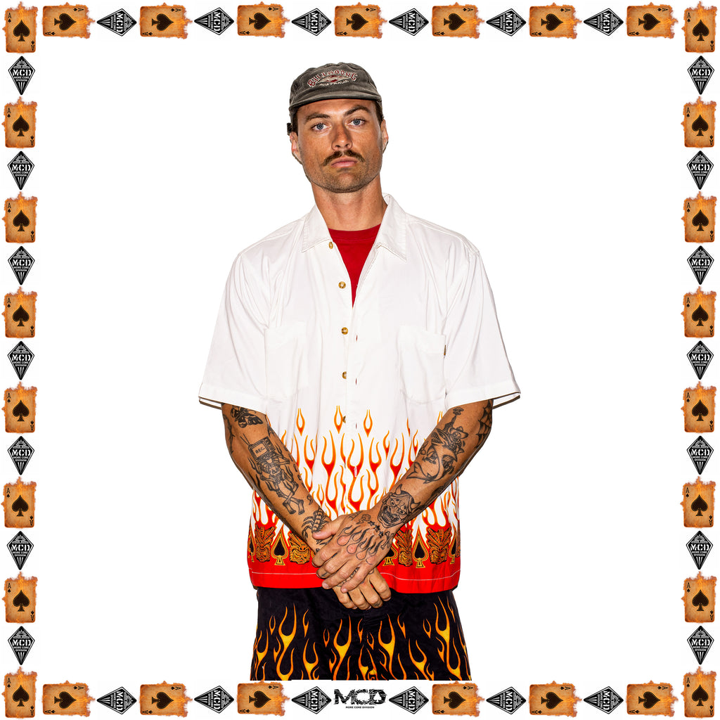 Y2K More Core Division Tiki Flame Overshirt (L)