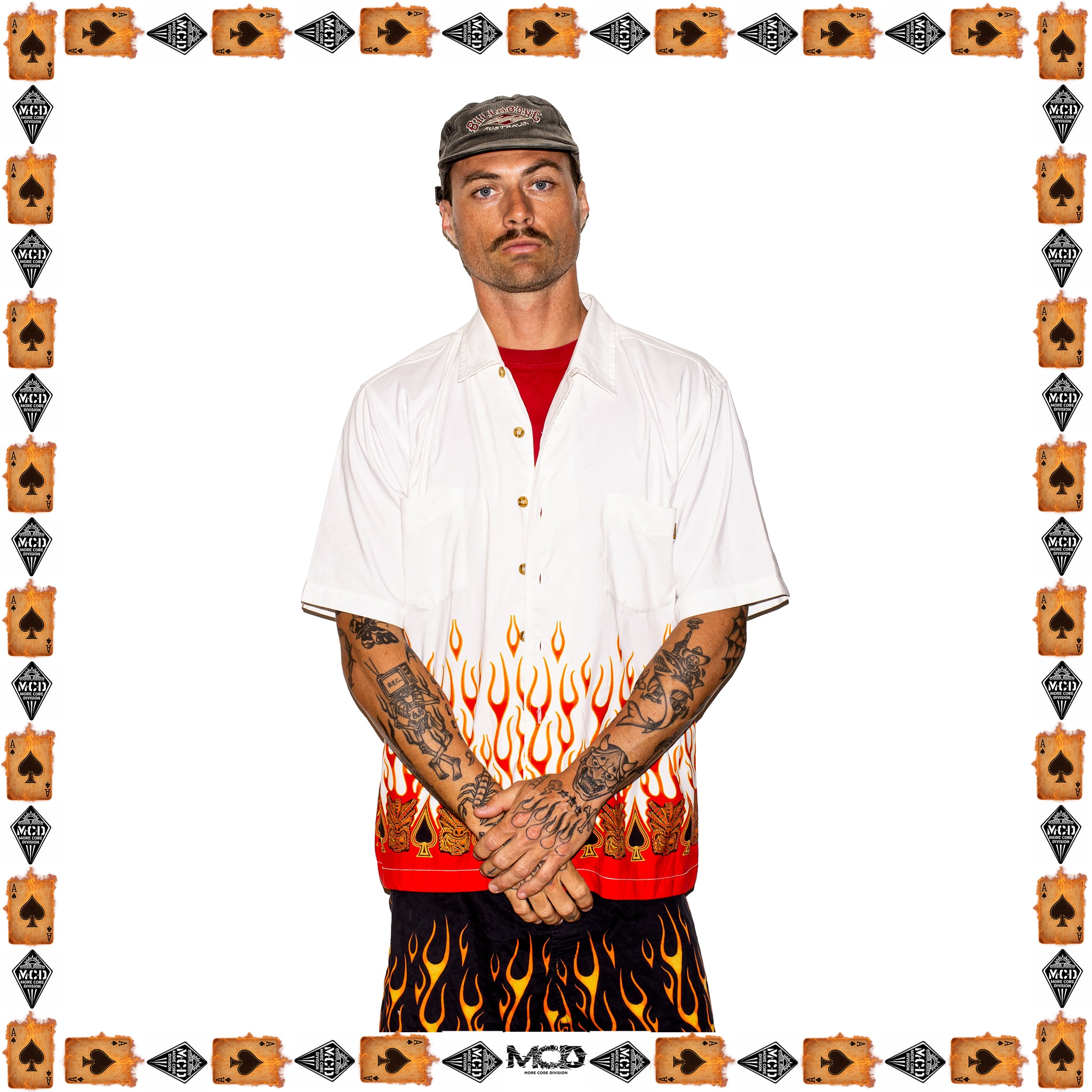 Y2K More Core Division Tiki Flame Overshirt (L)