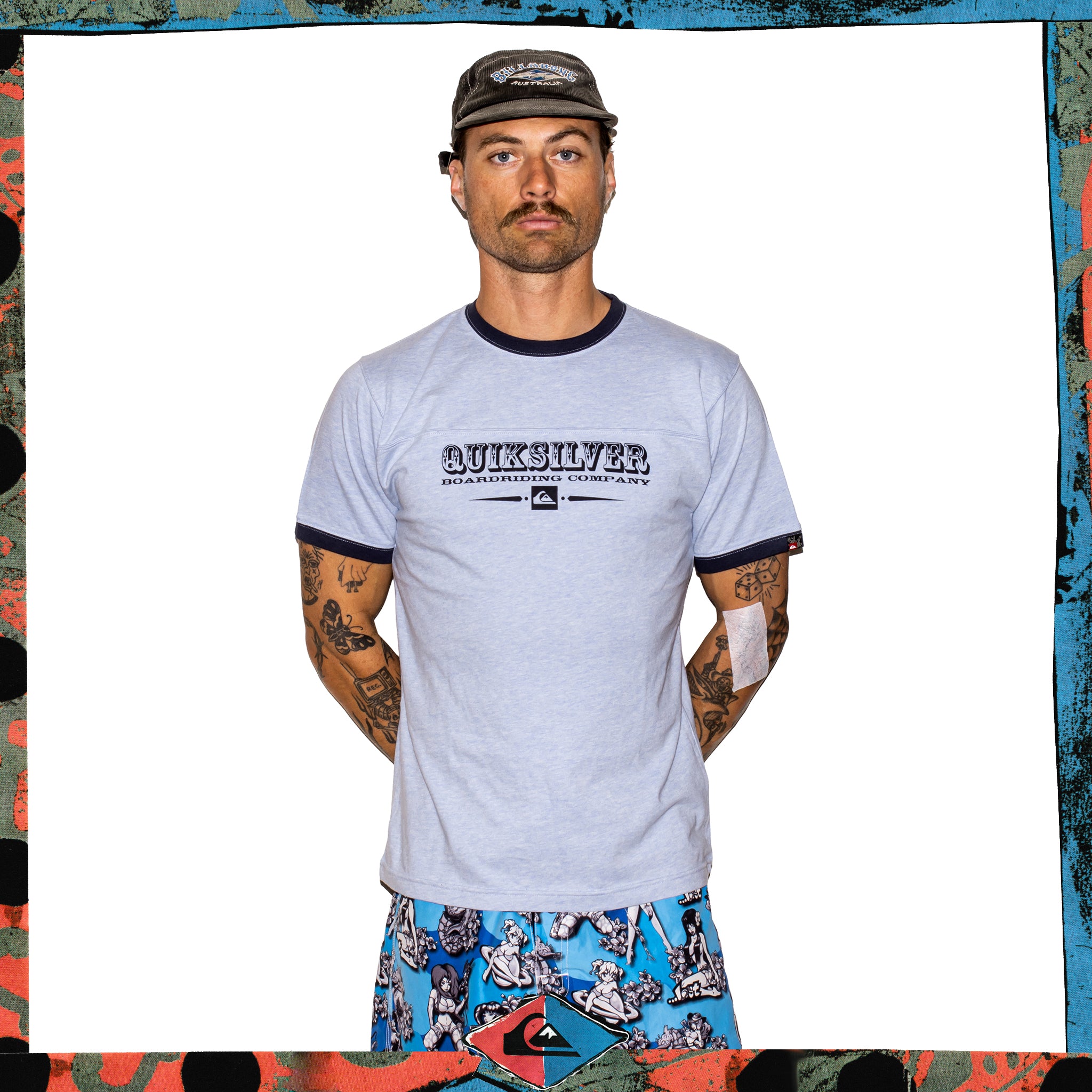 Y2K Quiksilver Ringer Tee (M-L) *DEADSTOCK*