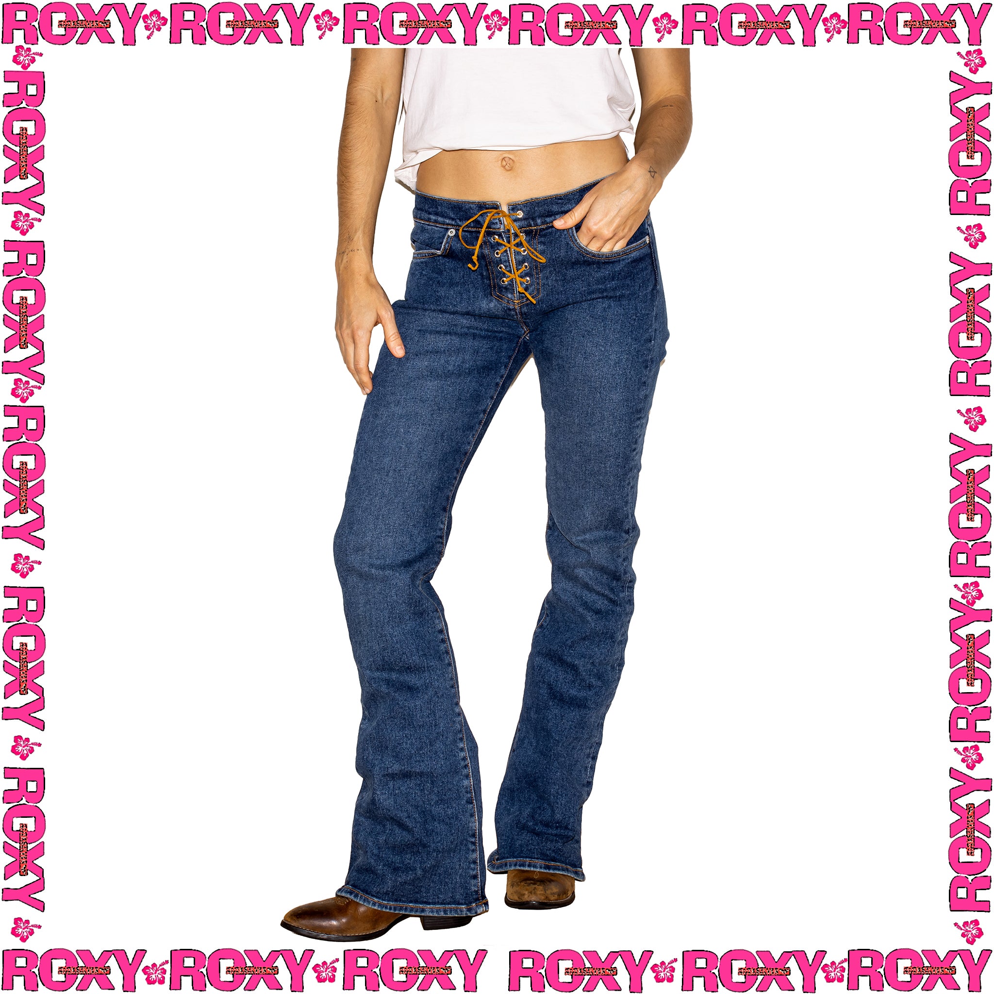 Y2K Roxy "Lacey Cowgirl - Boot Cut" Low Rise Denim Jeans (28") *DEADSTOCK*
