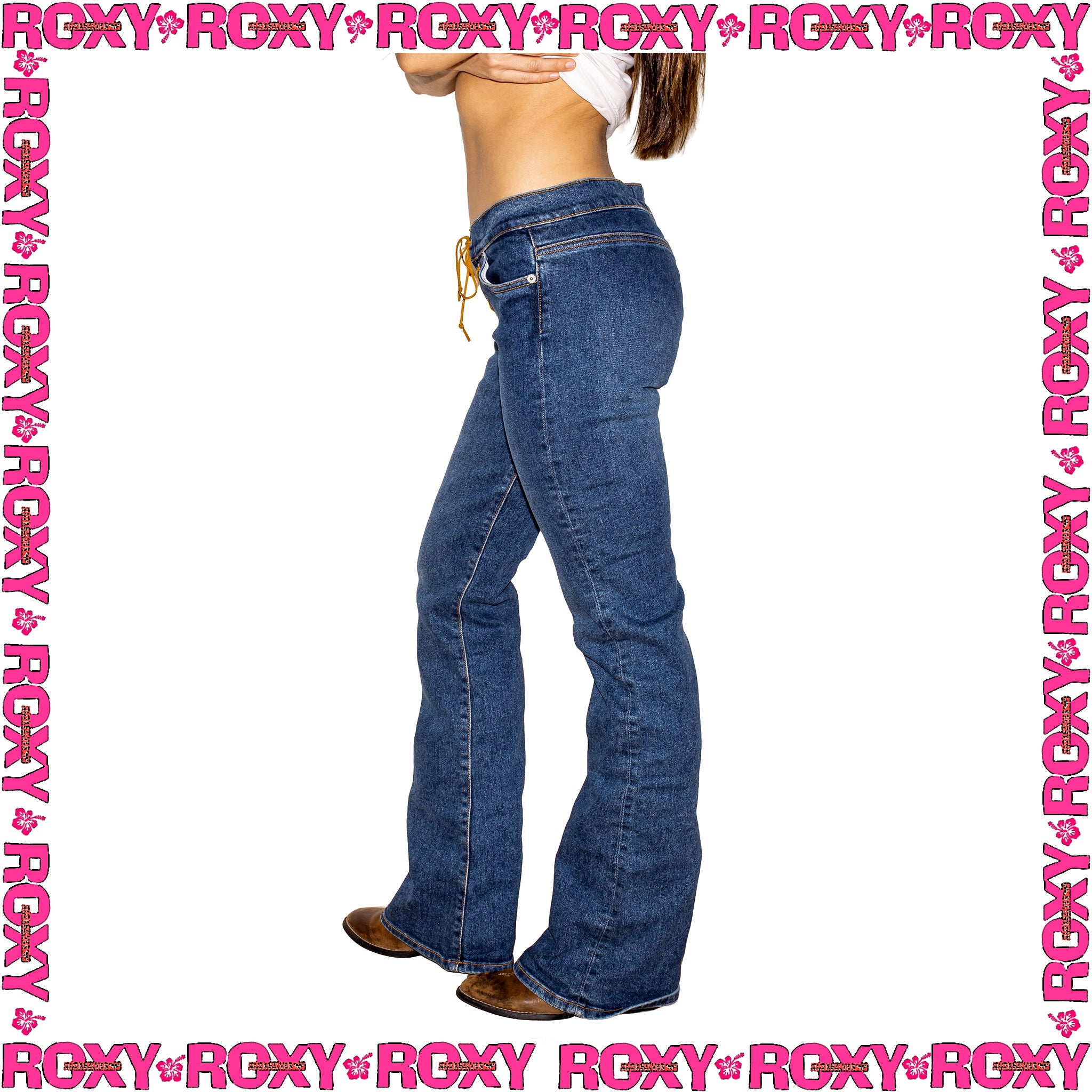 Y2K Roxy "Lacey Cowgirl - Boot Cut" Low Rise Denim Jeans (28") *DEADSTOCK*