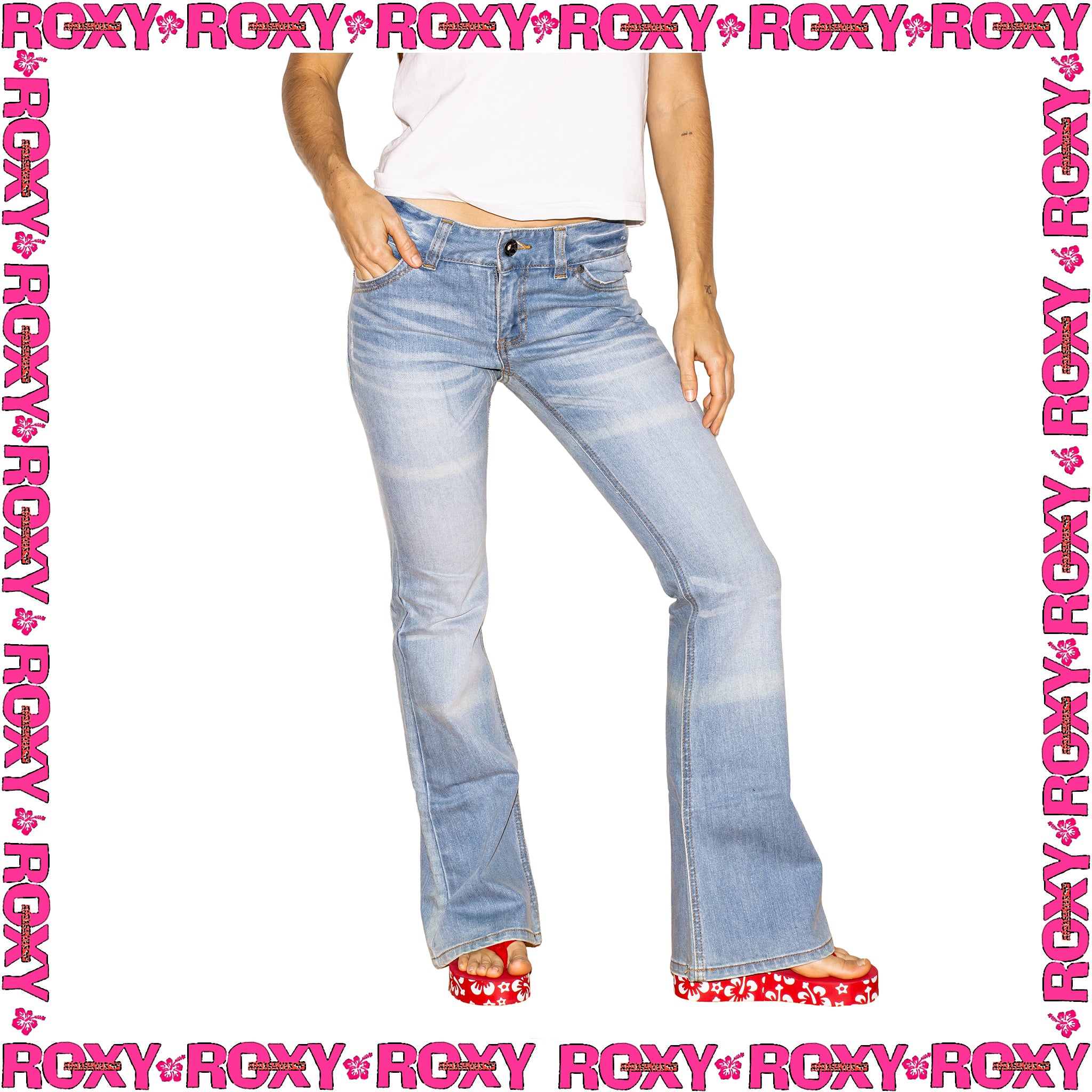 Y2K Roxy "Flared" Low Rise Denim Jeans (27")
