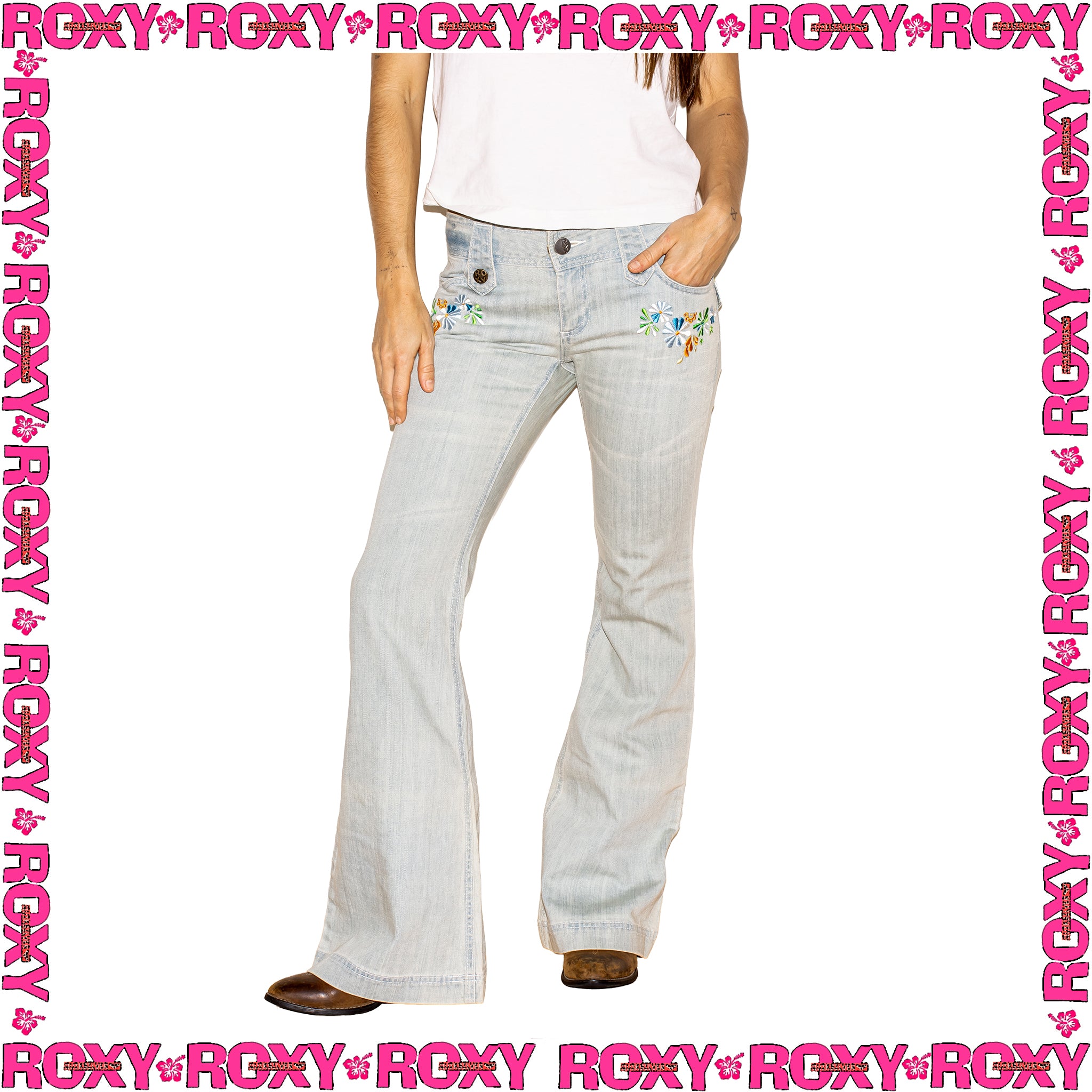 Y2K Roxy "Flared" Low Rise Denim Jeans (27")