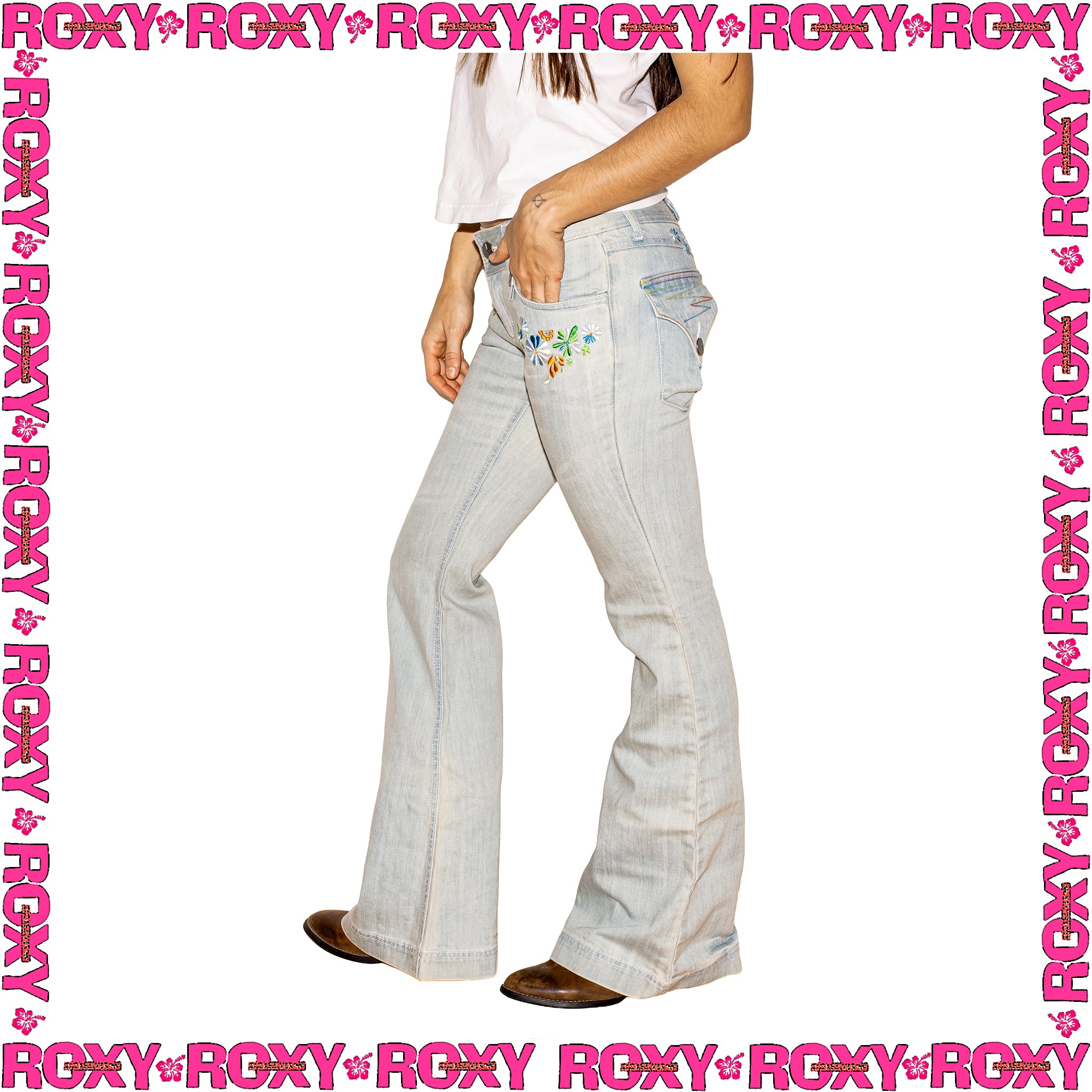 Y2K Roxy "Flared" Low Rise Denim Jeans (27")