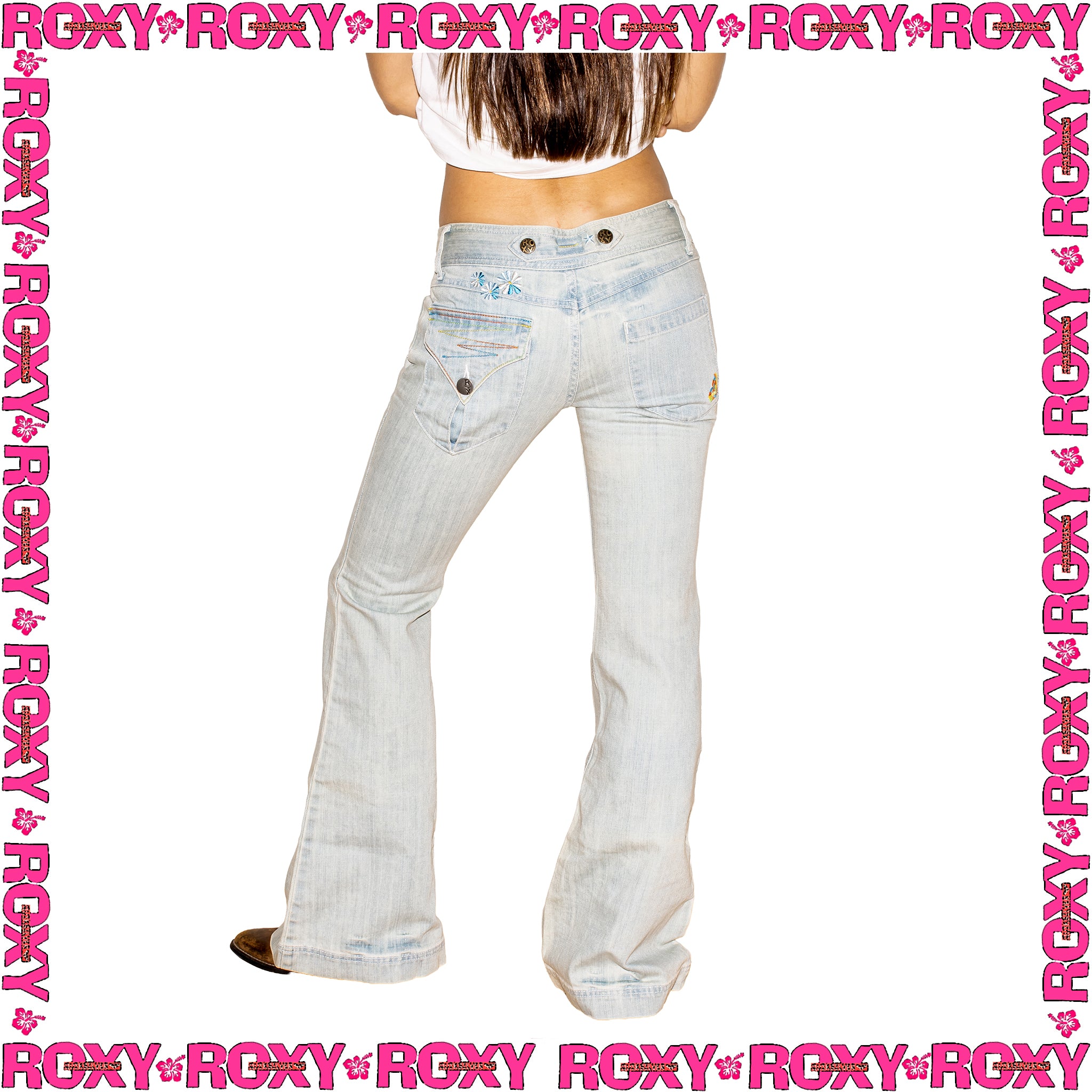 Y2K Roxy "Flared" Low Rise Denim Jeans (27")