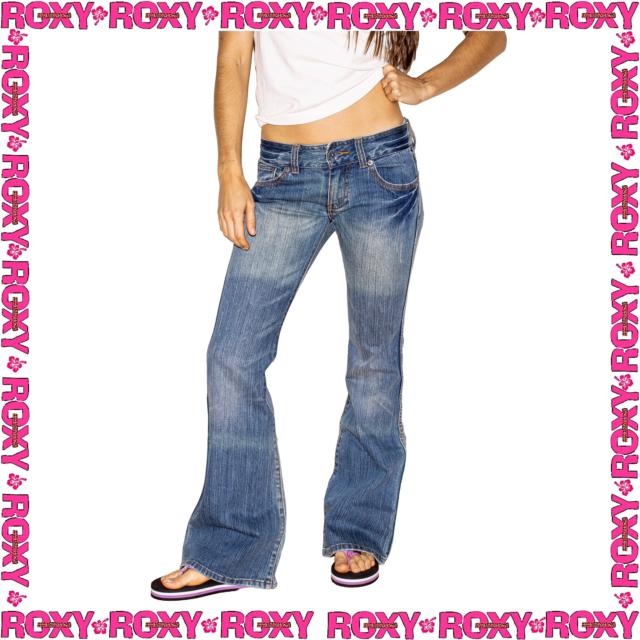 Y2K Roxy "Flared" Low Rise Denim Jeans (28")