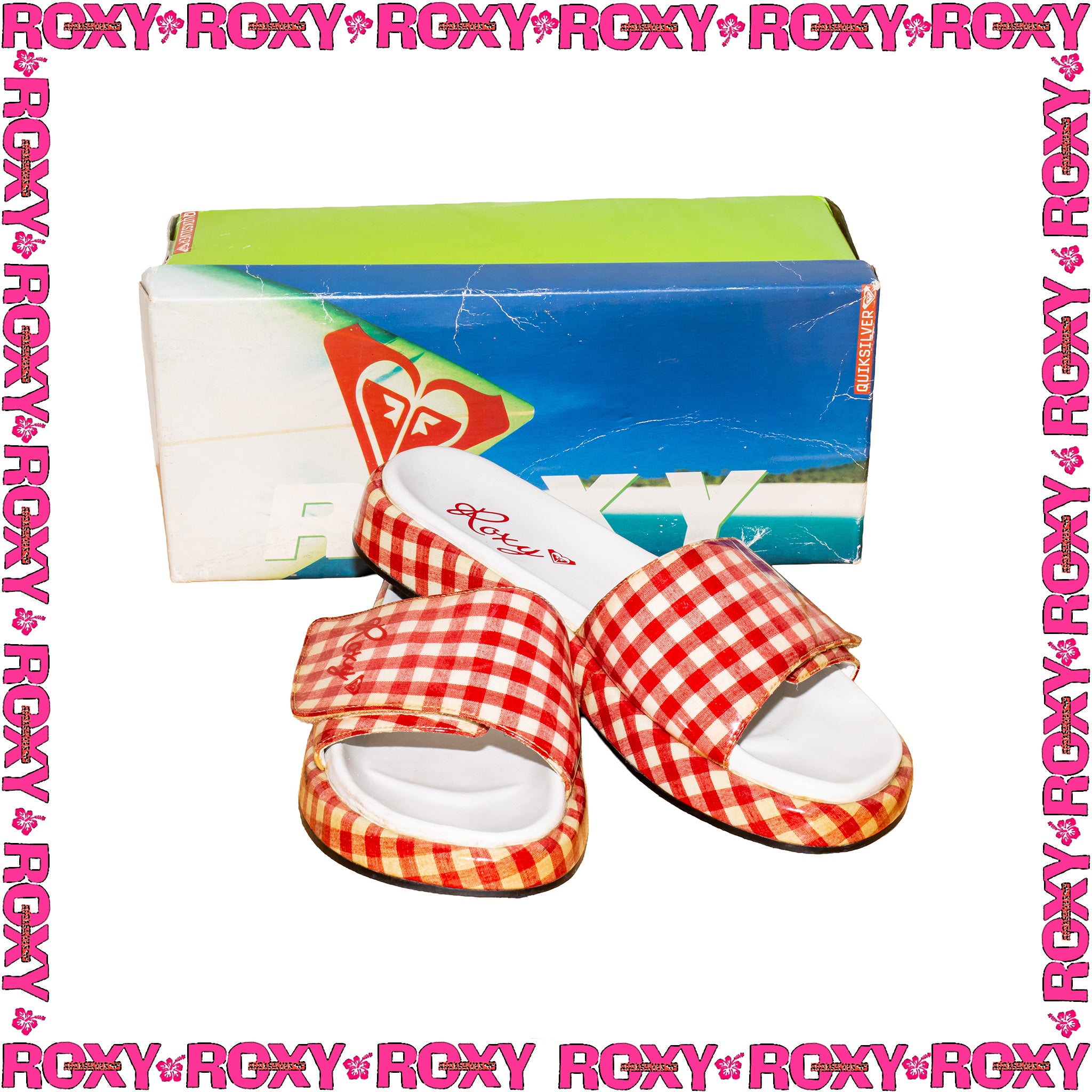 2001 Roxy Plaid Slides (US-W7) *DEADSTOCK*