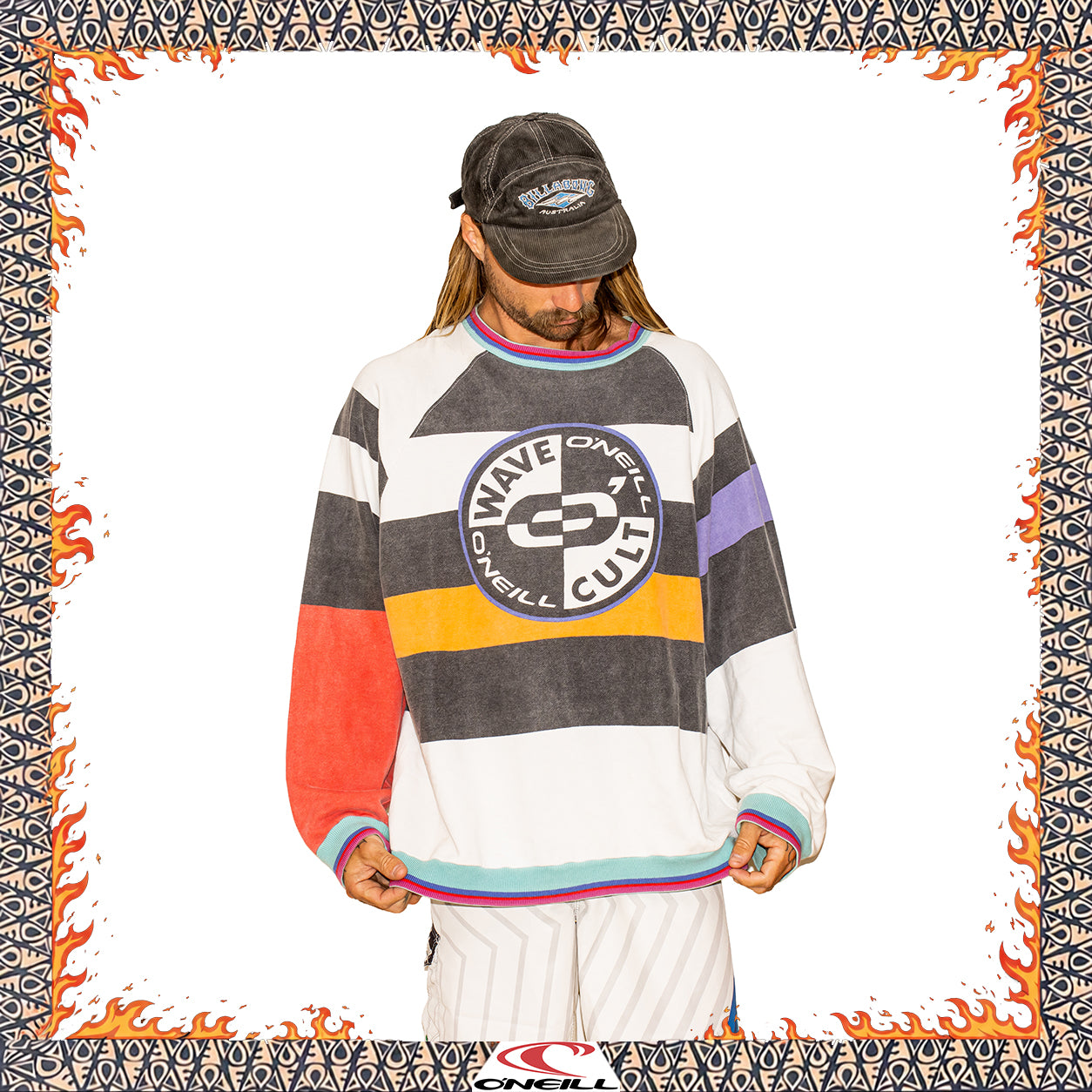 1980's O'Neill "Wave Cult" Colorblock Crewneck Sweatshirt (XL) *RARE*